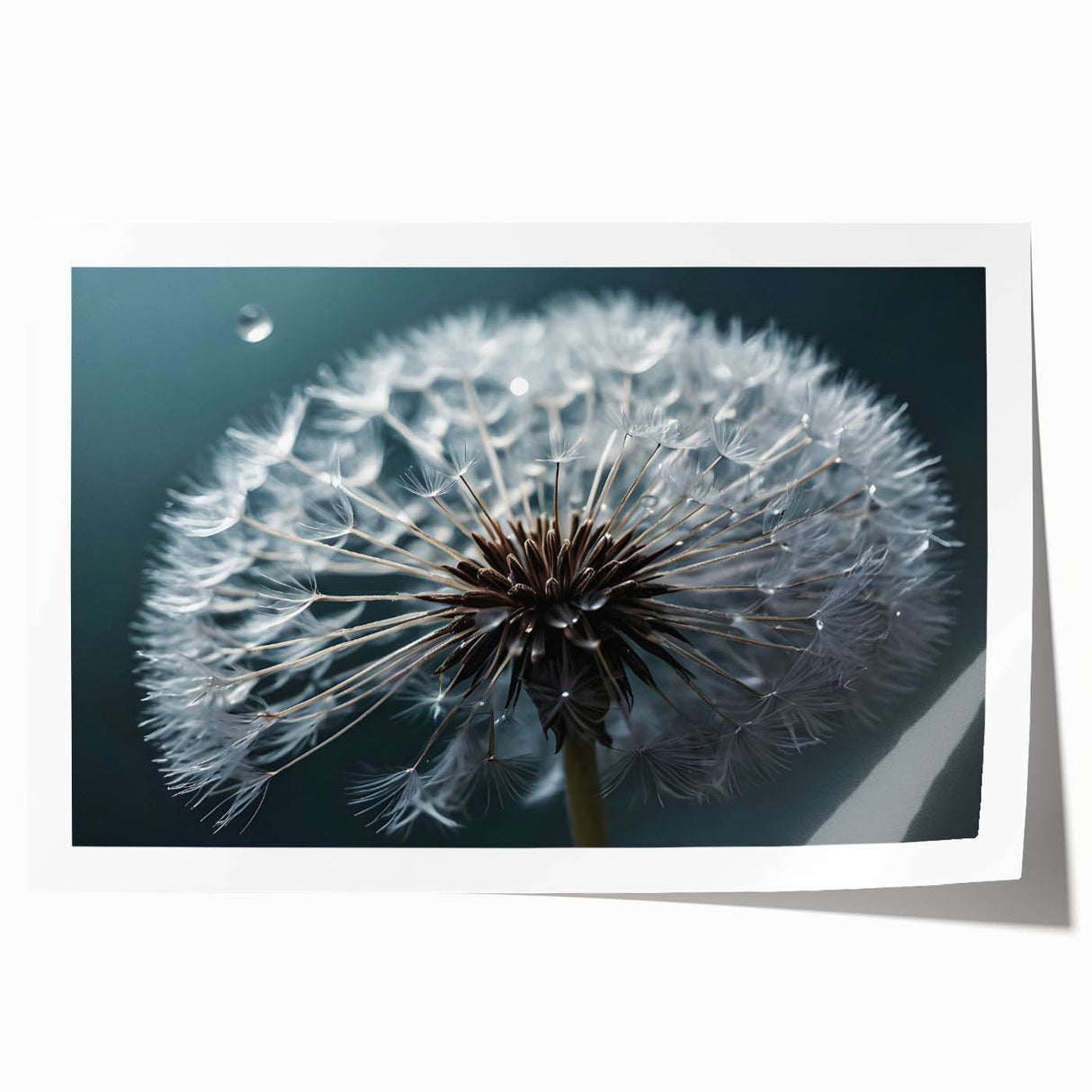 Botanical wall art print showcasing a detailed dandelion design with vibrant colors against a white background, ideal for home decor and nature enthusiasts.
