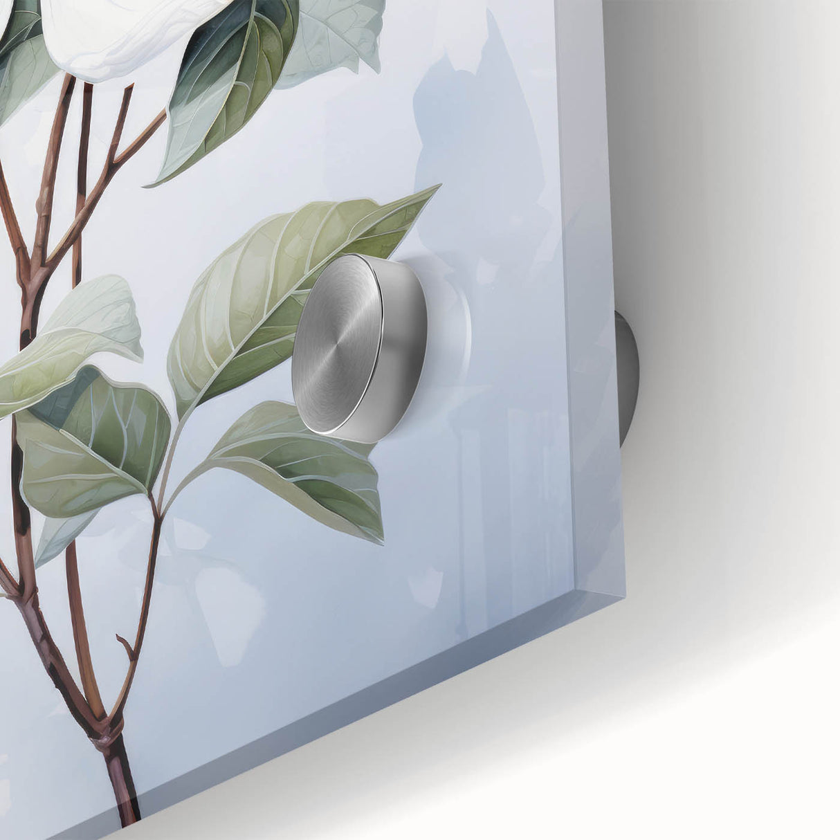 Close-up view of vibrant dogwood flowers in a botanical design, showcasing intricate details and colors, perfect for home decor or art collection.