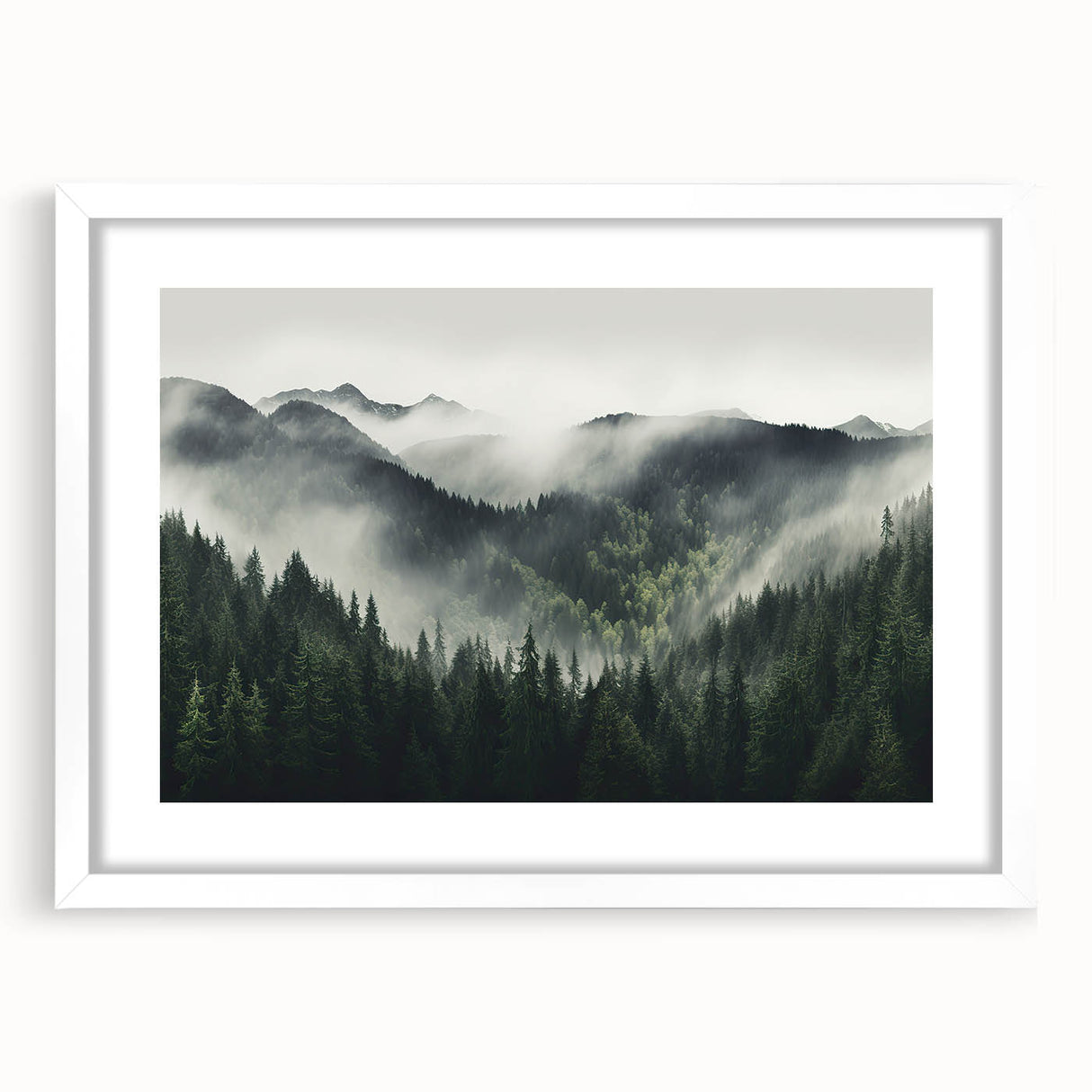 Botanical forest wall art collection featuring various flower and tree designs in a white frame with a mat, perfect for enhancing home decor aesthetics.