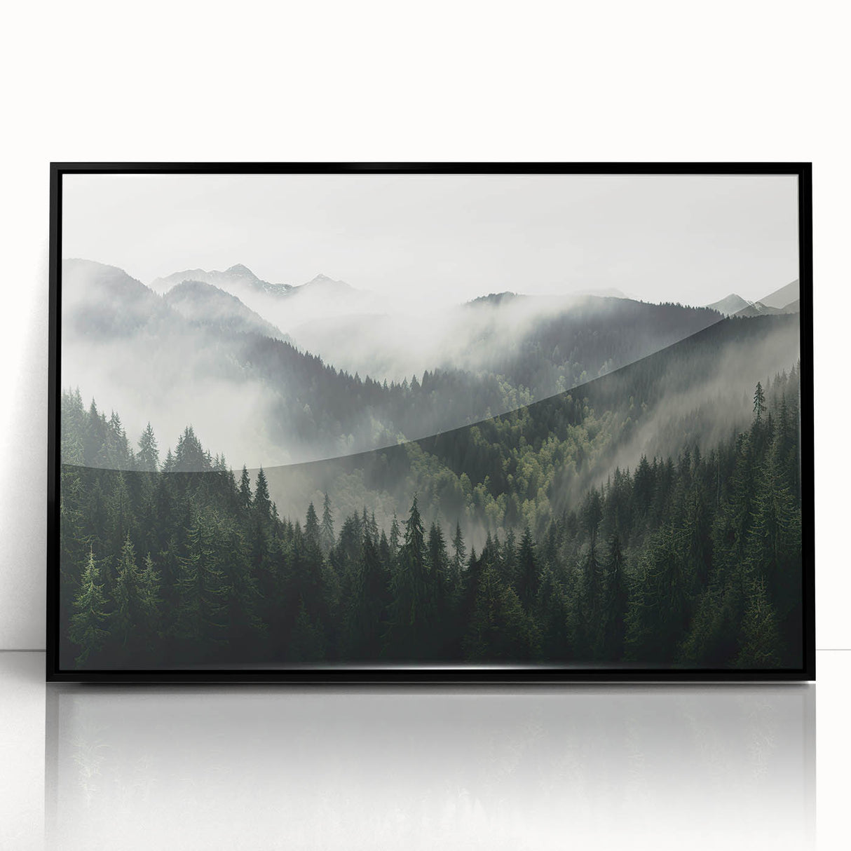 Framed botanical wall art featuring a forest of colorful flowers and trees, set against a sleek black frame. Perfect for nature-inspired home decor.