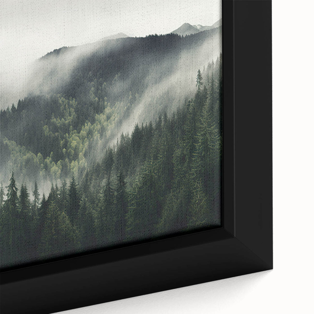 Close-up of a framed botanical wall art piece showcasing vibrant flowers and lush green trees, perfect for enhancing home décor with nature-inspired aesthetics.