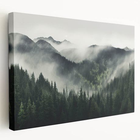 Stretched canvas wall art showcasing a vibrant botanical forest design with colorful flowers and trees, perfect for enhancing home decor in a living room or office.