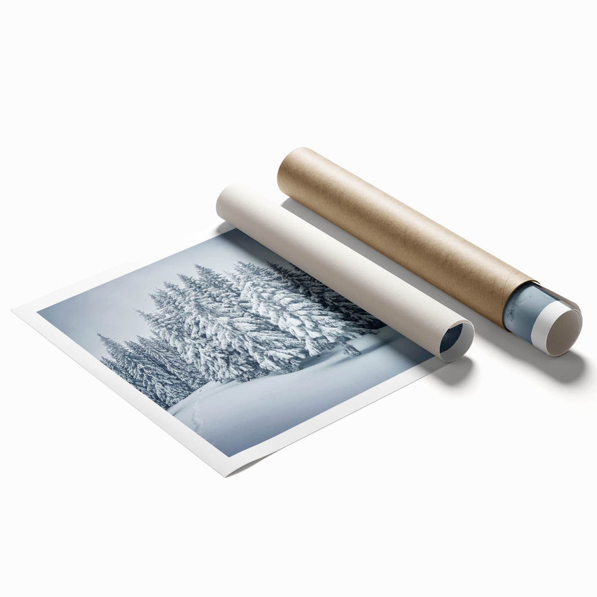 Botanical forest wall art print showcasing a vibrant tree design with intricate floral details, rolled and packaged securely for easy display in home or office decor.