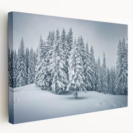 Stretched canvas wall art featuring a botanical forest design with vibrant flowers and trees, showcasing rich colors and intricate details in a side view presentation. Perfect for nature-themed decor.
