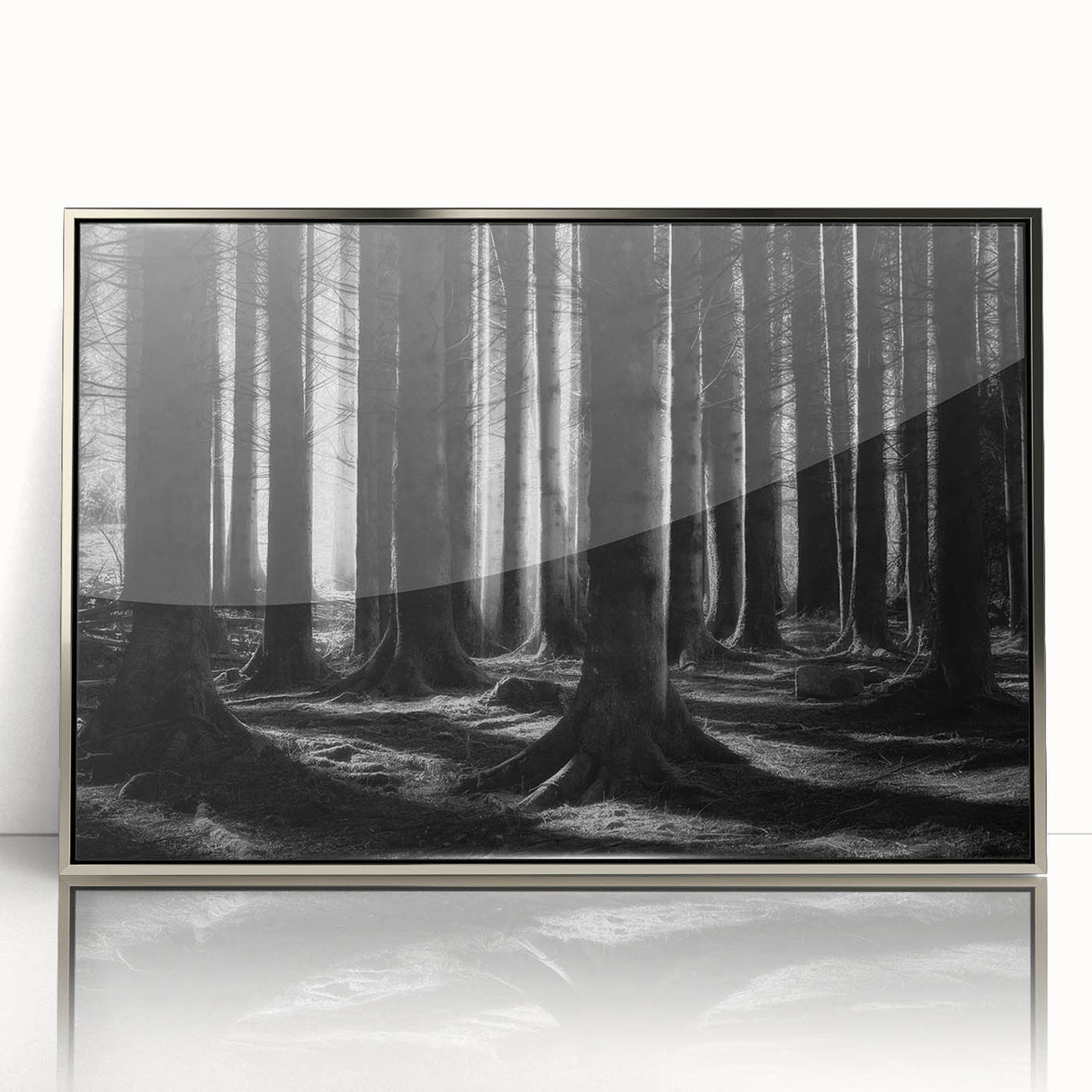 Framed wall art collection featuring a botanical forest design with vibrant flowers and trees in a silver frame, ideal for home decor enthusiasts and nature lovers.