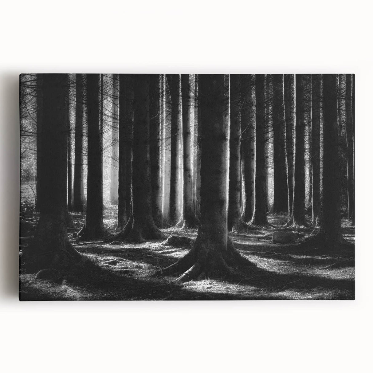 Stretched canvas wall art featuring a botanical forest design with colorful flowers and trees, ideal for enhancing home decor and creating a natural ambiance.