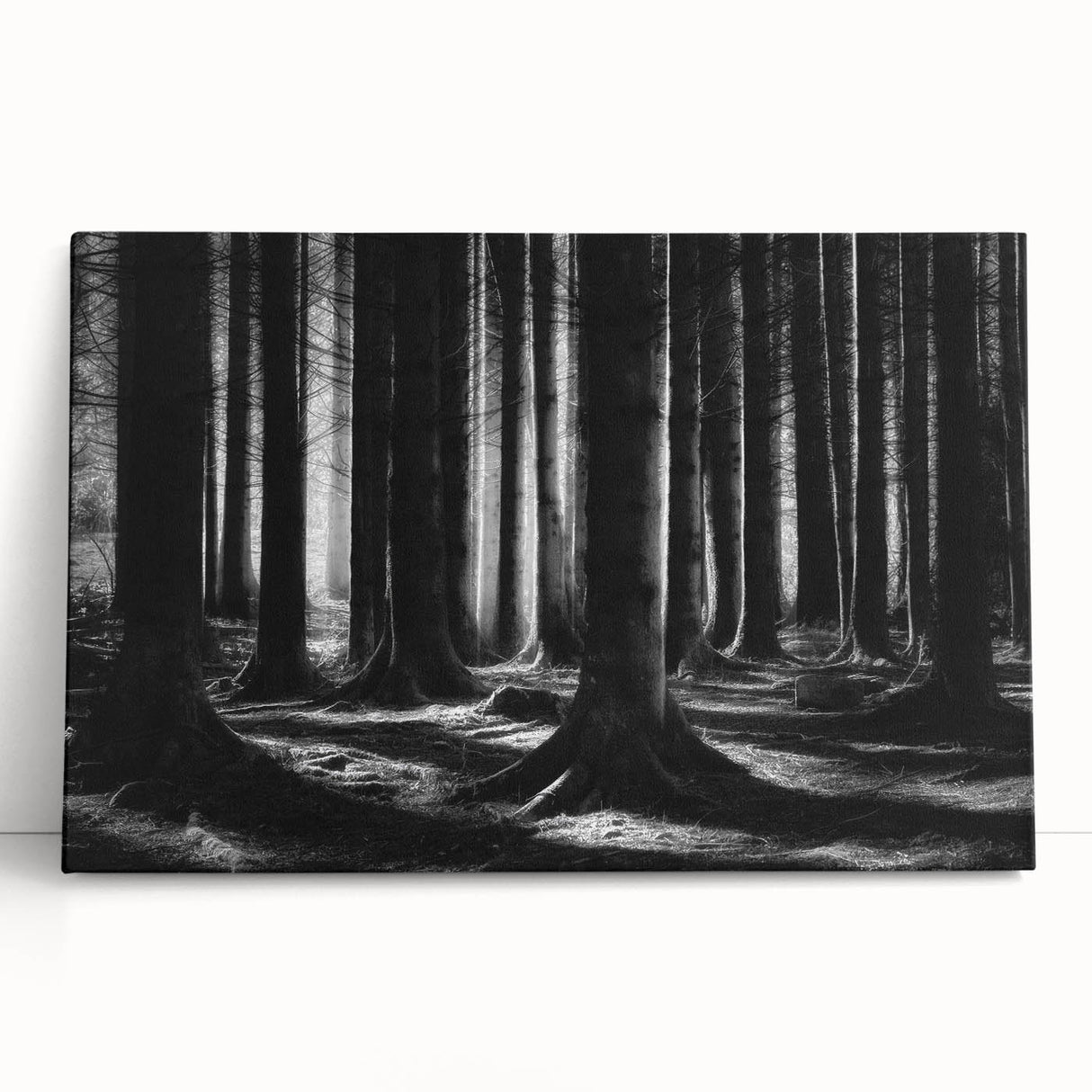 Botanical forest wall art featuring a vibrant floral design with green leaves, displayed on a stretched canvas, perfect for home decor and nature lovers.