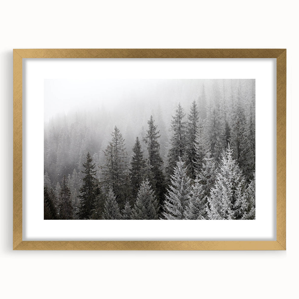 Botanical wall art print showcasing a vibrant forest design with colorful flowers and trees, framed in an elegant gold frame, perfect for home decor.