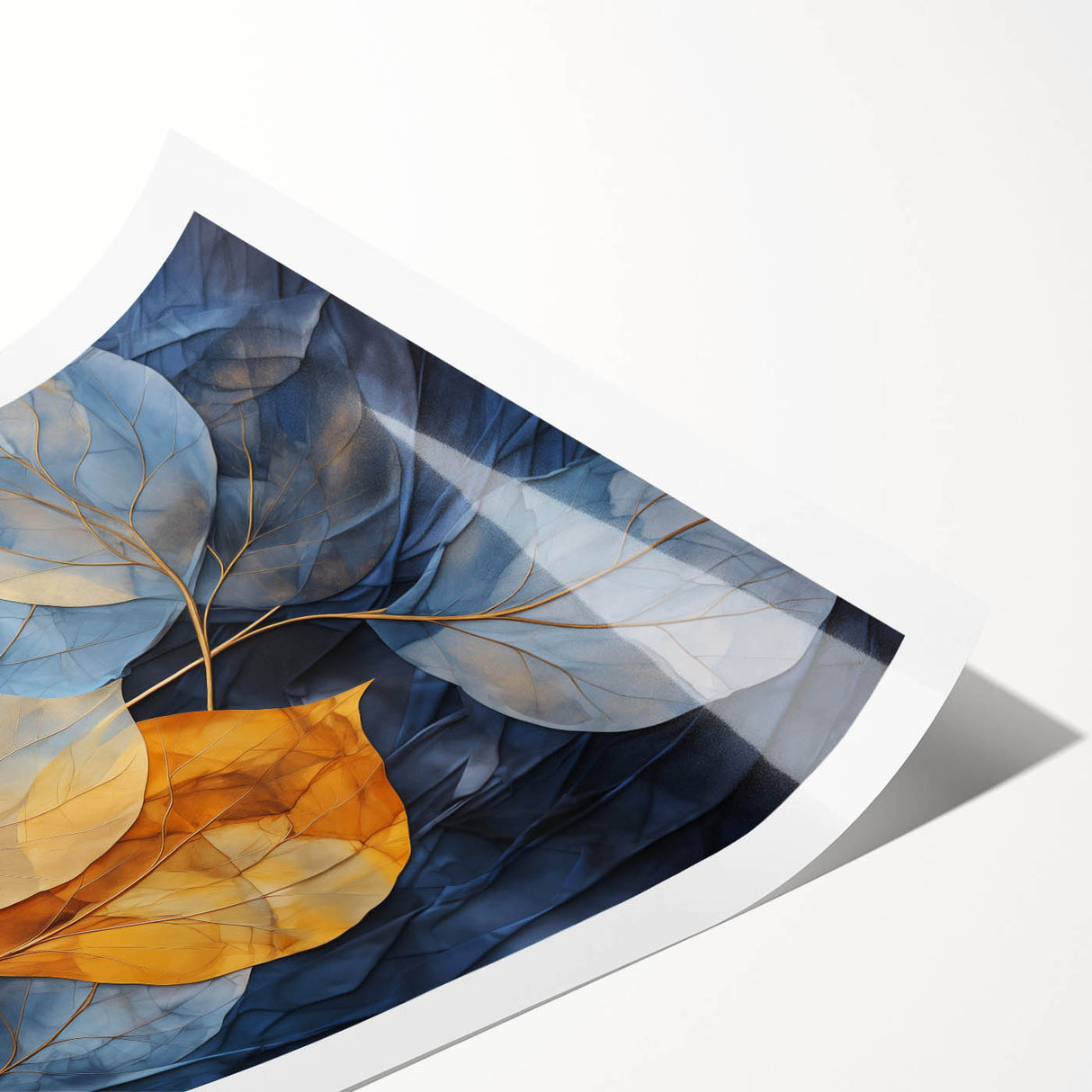 Botanical wall art print featuring a vibrant design of colorful flowers and leaves, rolled and ready for display, showcasing intricate details and natural beauty.