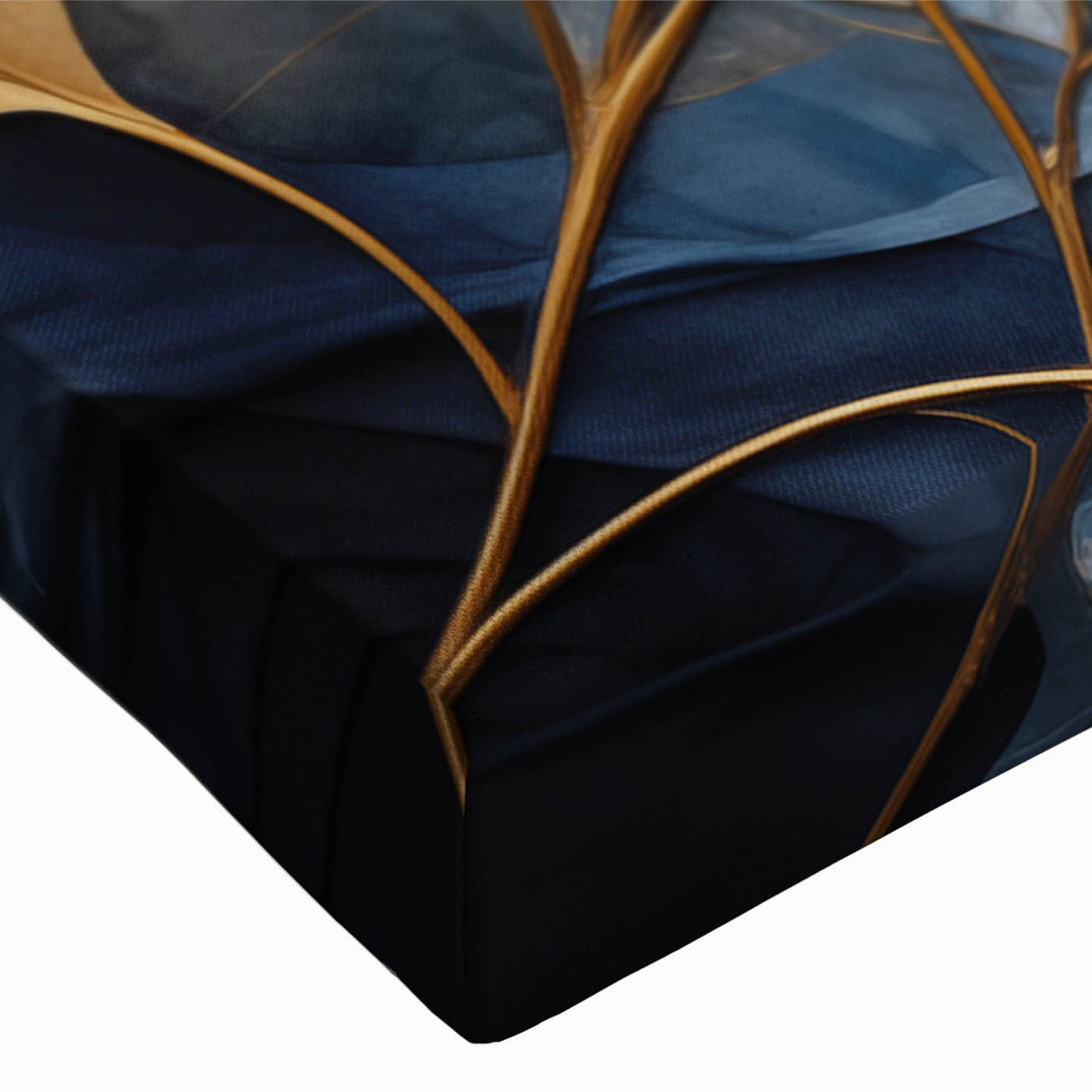 Close-up of a vibrant botanical wall art design featuring colorful flowers and leaves on stretched canvas, ideal for home decor and nature-inspired spaces. This artwork showcases intricate details and vivid colors, adding a refreshing touch to any room.