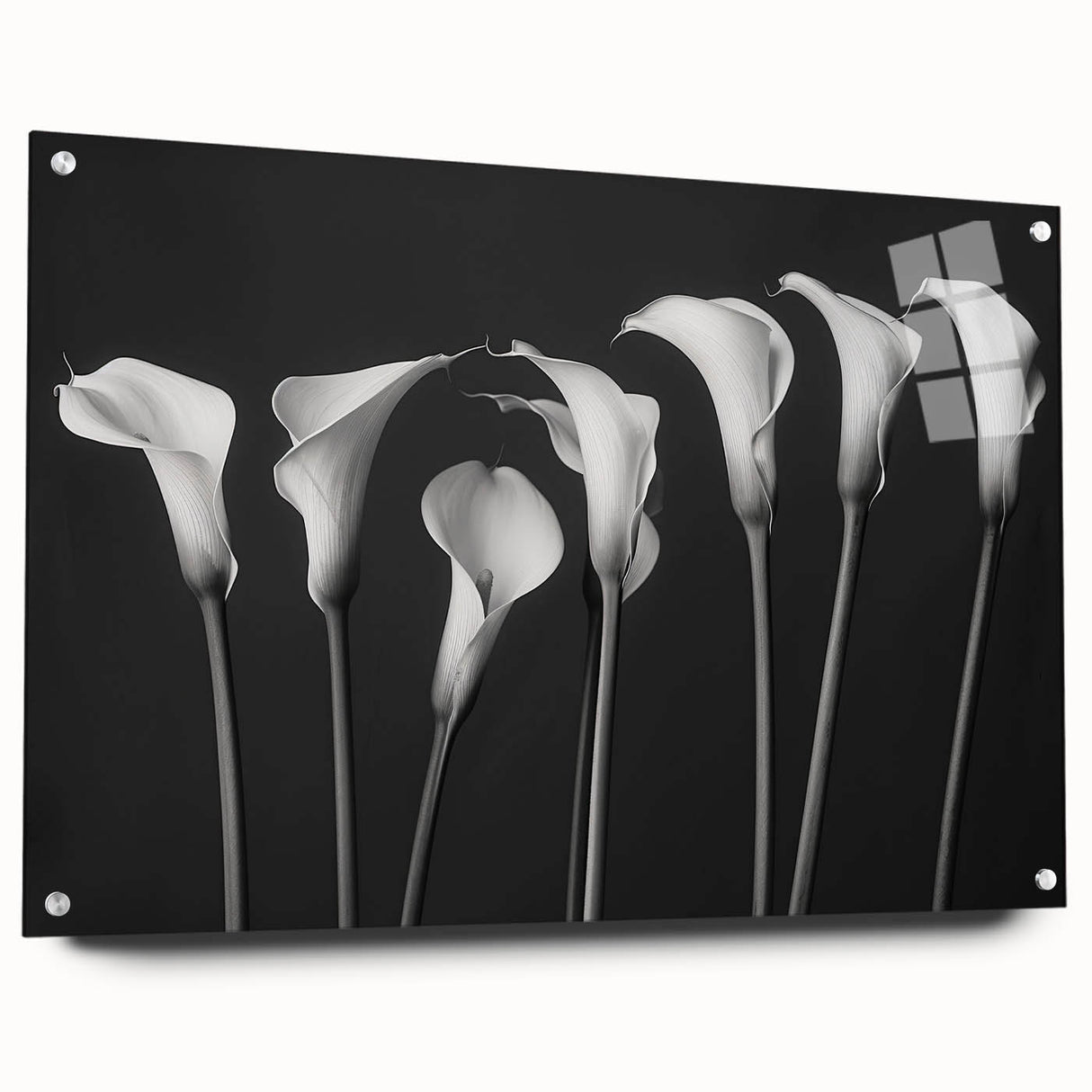 Elegant botanical wall art featuring a detailed lily design, displayed in a sleek acrylic frame. The side view highlights the vibrant colors and intricate textures, perfect for enhancing modern home decor.