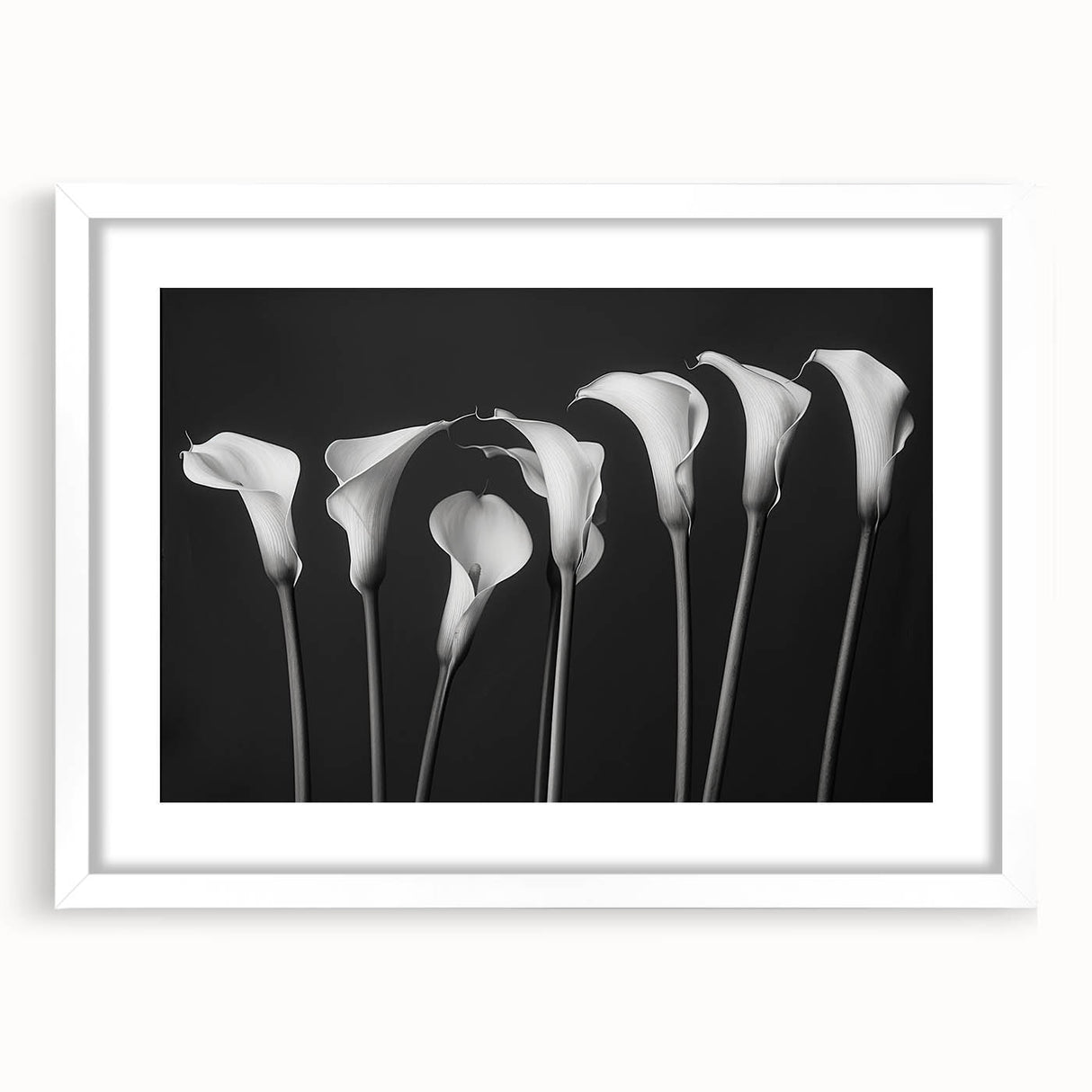 Botanical wall art featuring a beautifully framed white lily design, complete with a mat, showcasing vibrant colors and intricate floral details, ideal for home decor.