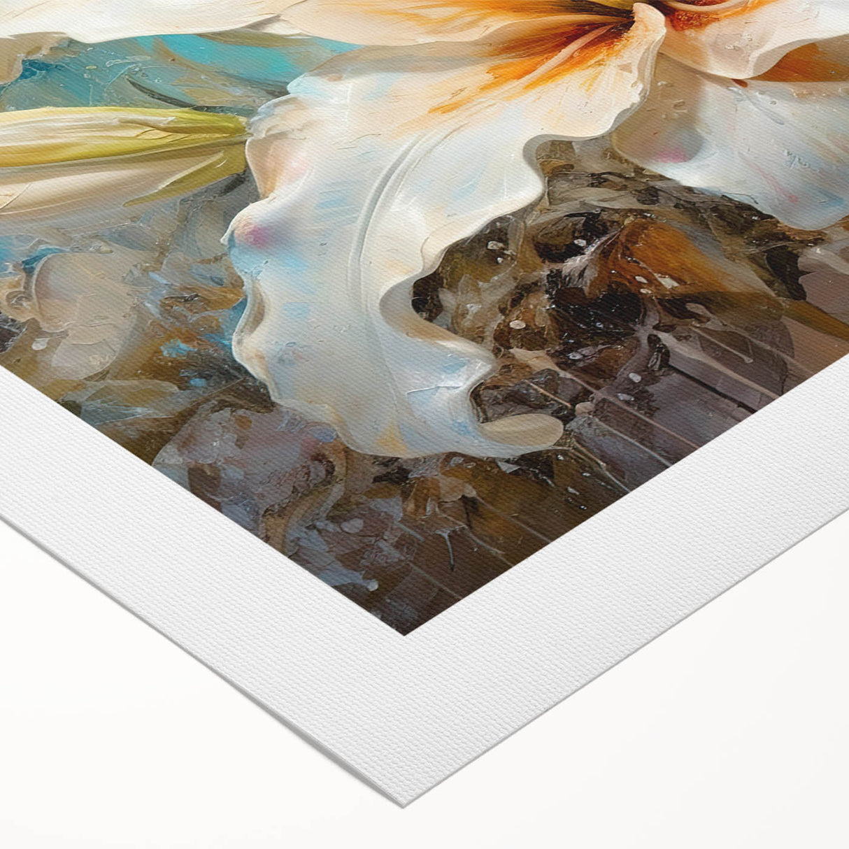 Vibrant botanical wall art featuring a stunning lily design, printed on rolled canvas, showcasing intricate details and vivid colors, ideal for home decor.