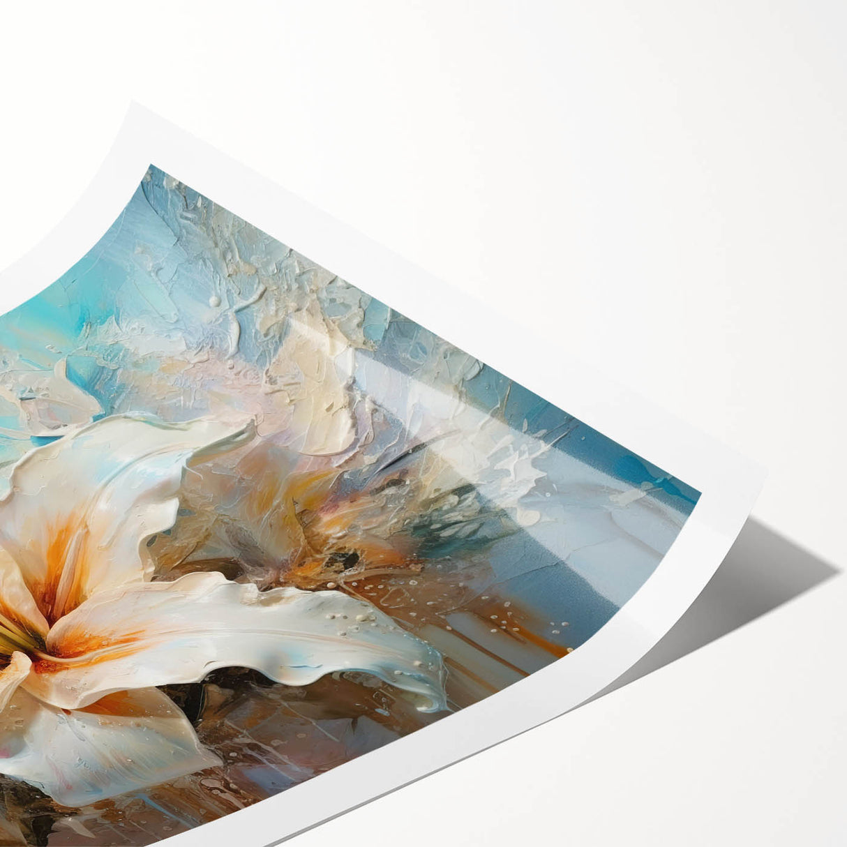 Botanical wall art print showcasing a vibrant lily design in shades of pink and green, rolled and ready for framing, perfect for home decor enthusiasts.