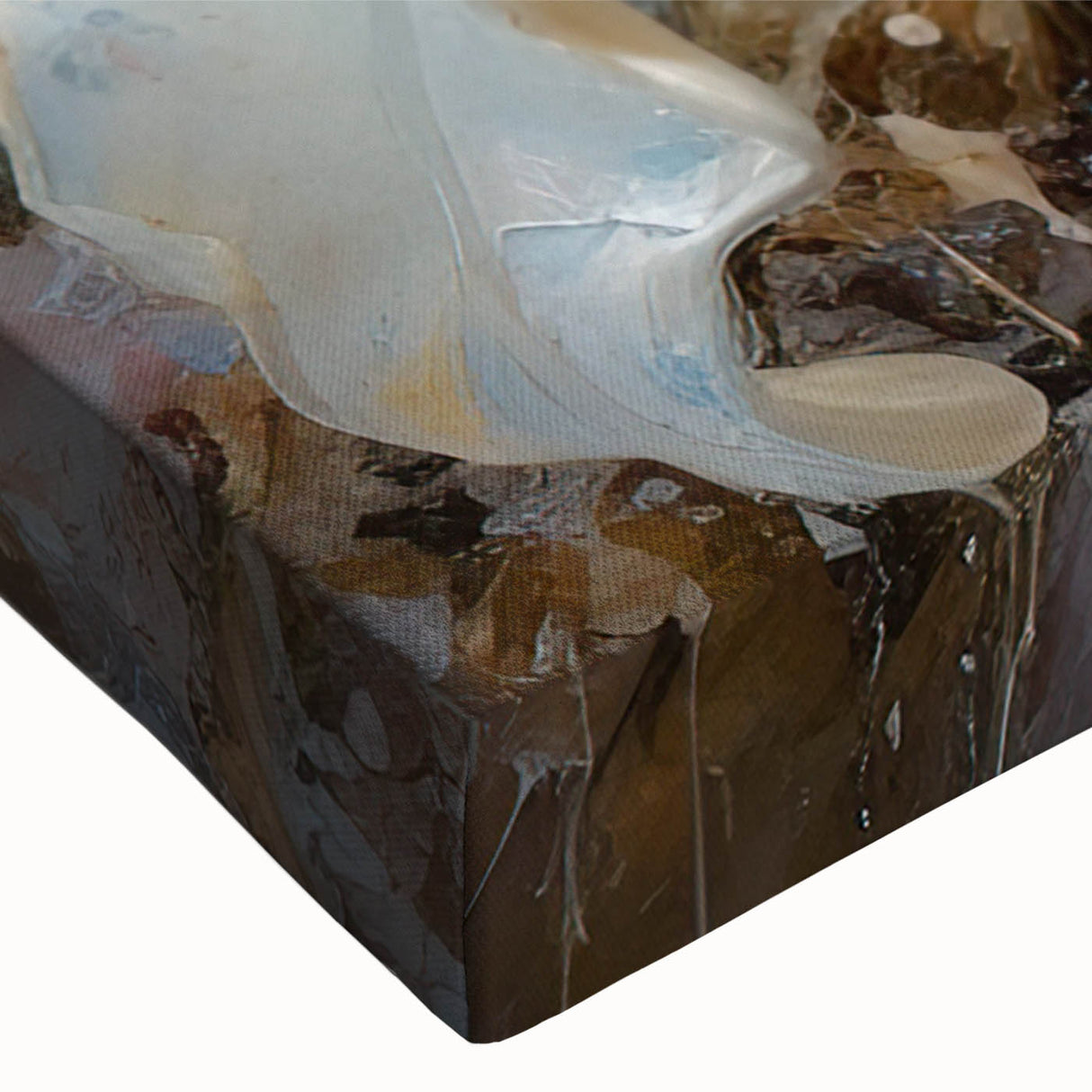 Vibrant close-up of a stretched canvas wall art featuring a botanical lily design, showcasing intricate details and rich colors, perfect for home decor.