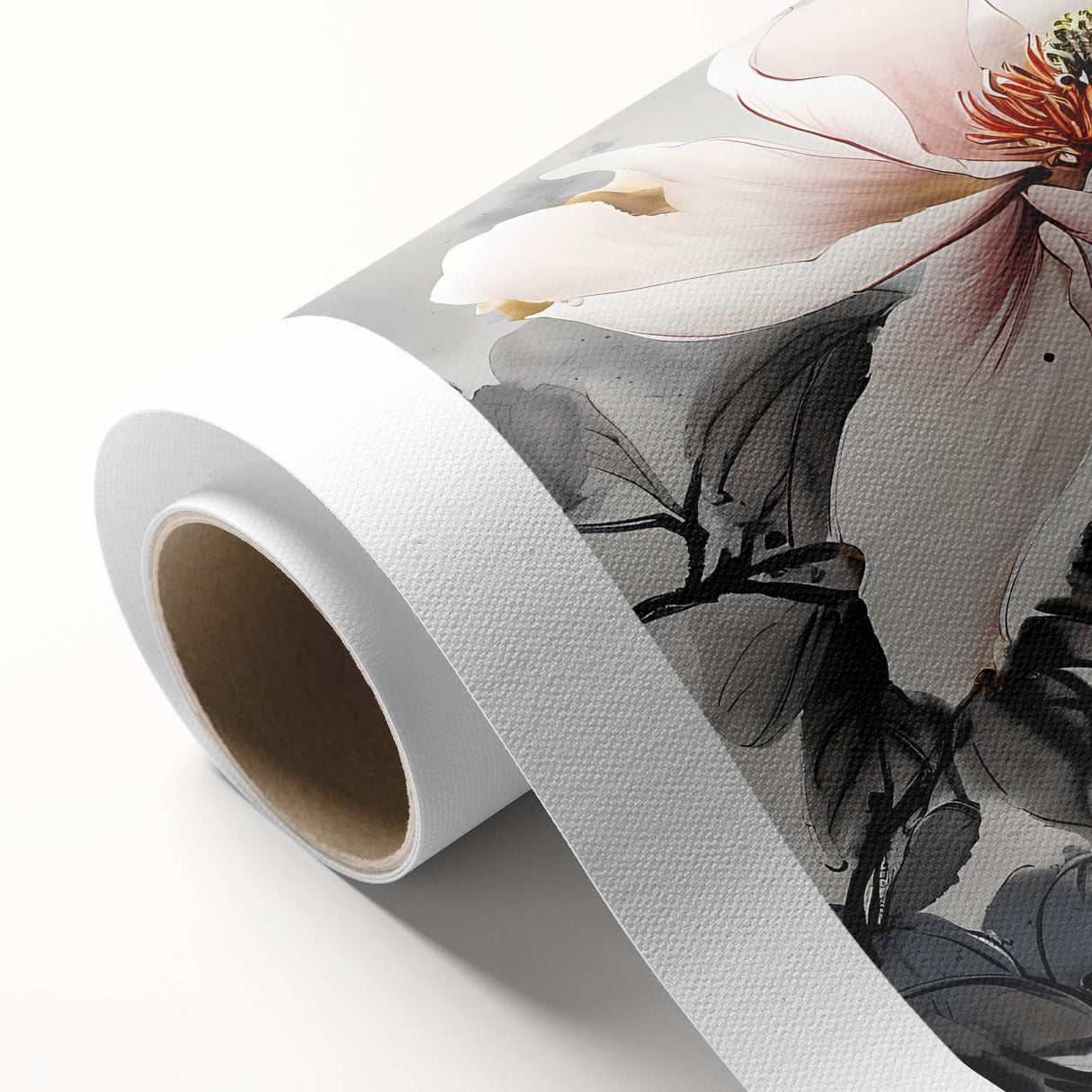 Vibrant botanical wall art featuring a detailed magnolia flower design on rolled canvas, perfect for home decor. Ideal for nature lovers and art enthusiasts.