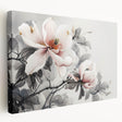 Stretched canvas wall art showcasing a botanical magnolia design, featuring vibrant colors and intricate floral details, ideal for home decor enhancement.