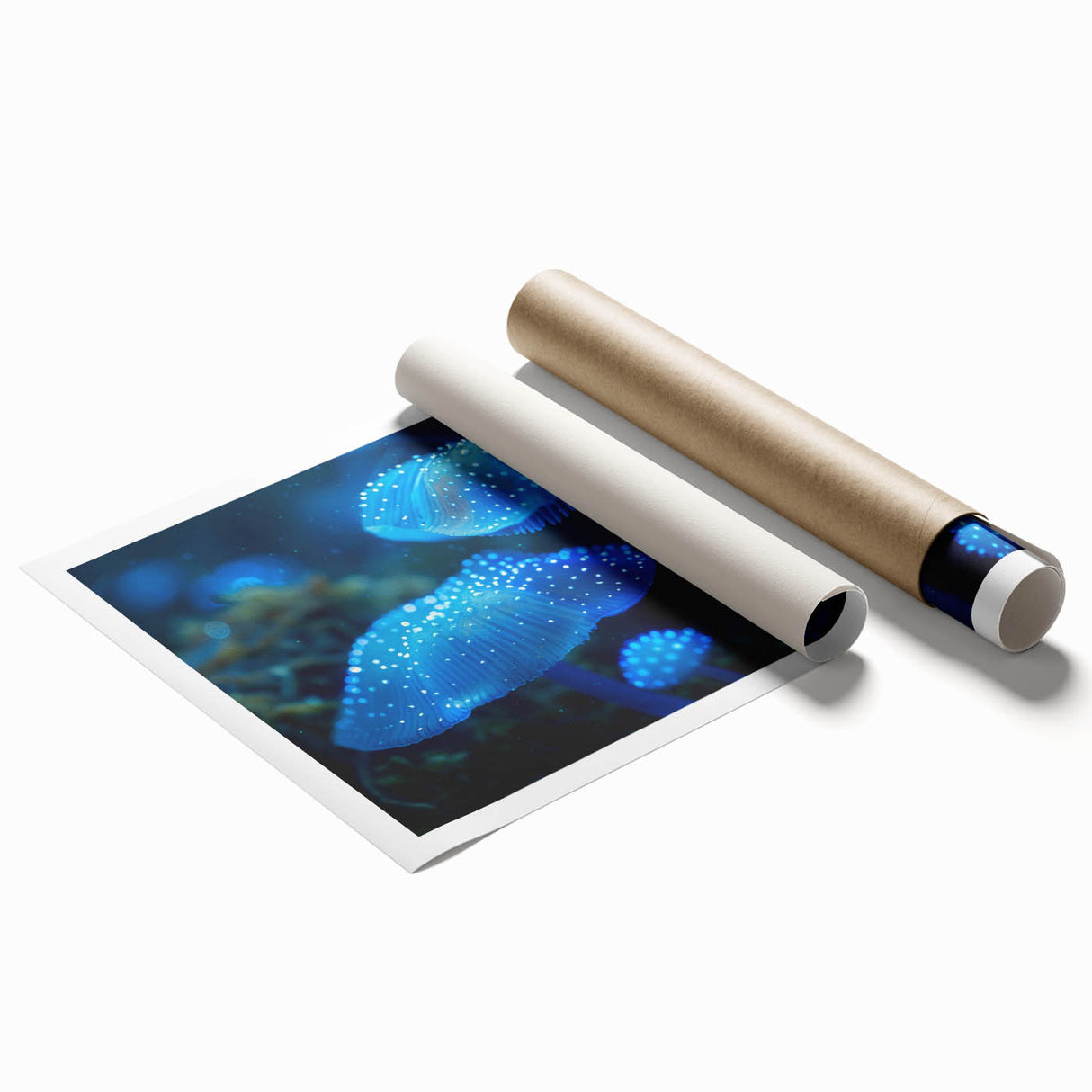 Botanical wall art print showcasing a vibrant marine plant design with intricate details, rolled for easy display and storage, perfect for nature enthusiasts.