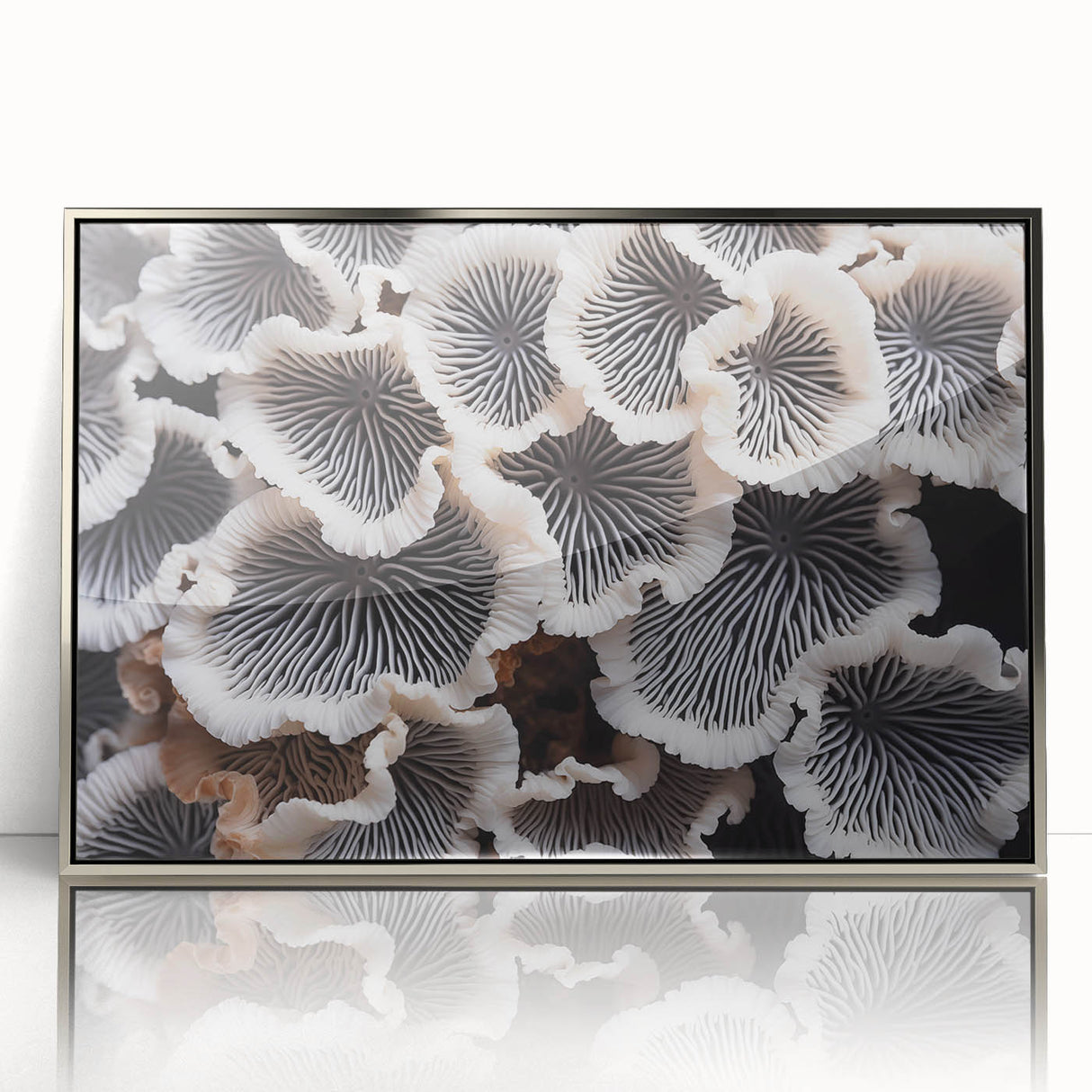 Framed wall art showcasing a botanical marine plants design, featuring vibrant colors in a silver-acrylic frame, perfect for enhancing coastal decor.