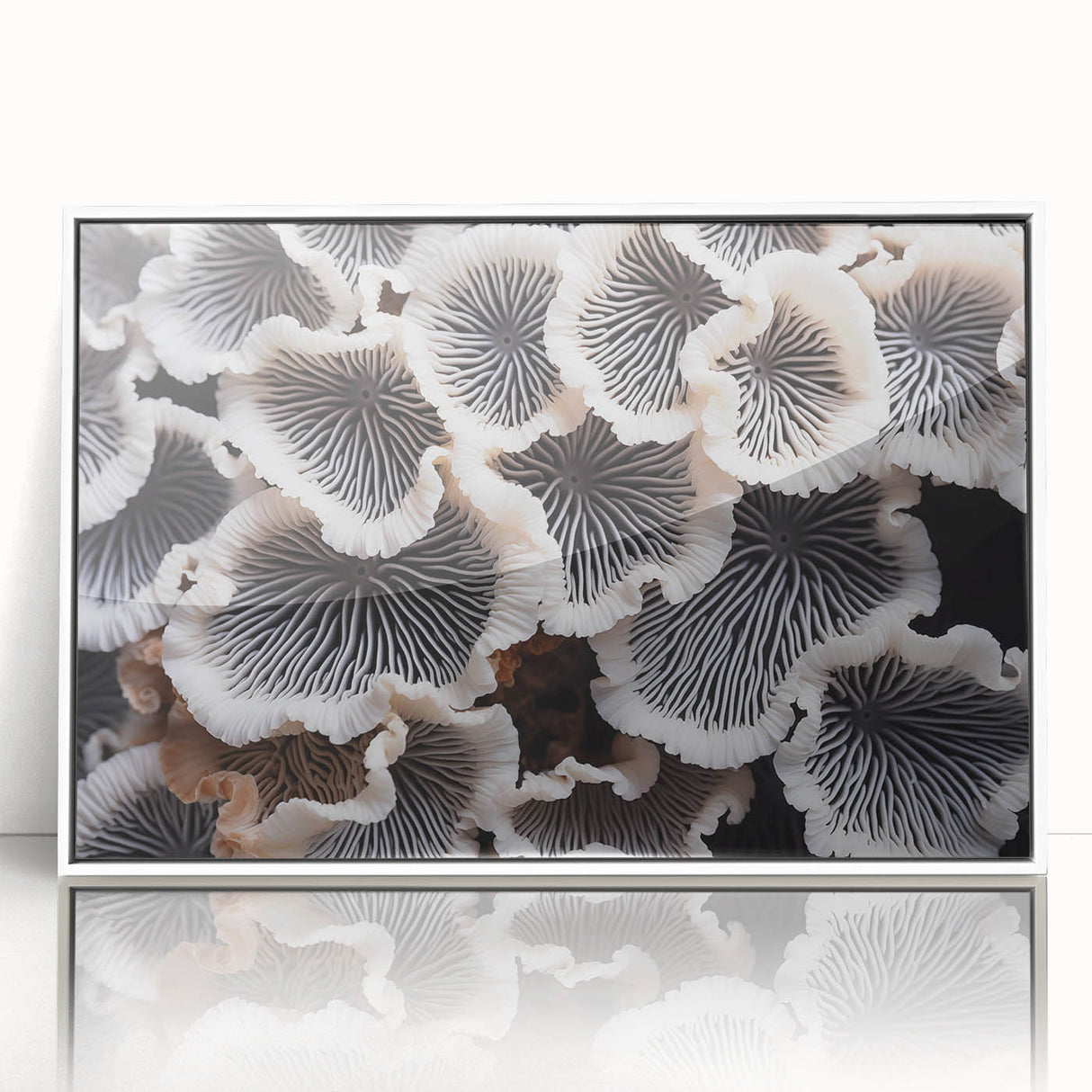 Framed wall art featuring a botanical marine plants design with vibrant colors and intricate details, displayed in a sleek white frame, ideal for coastal-themed decor.