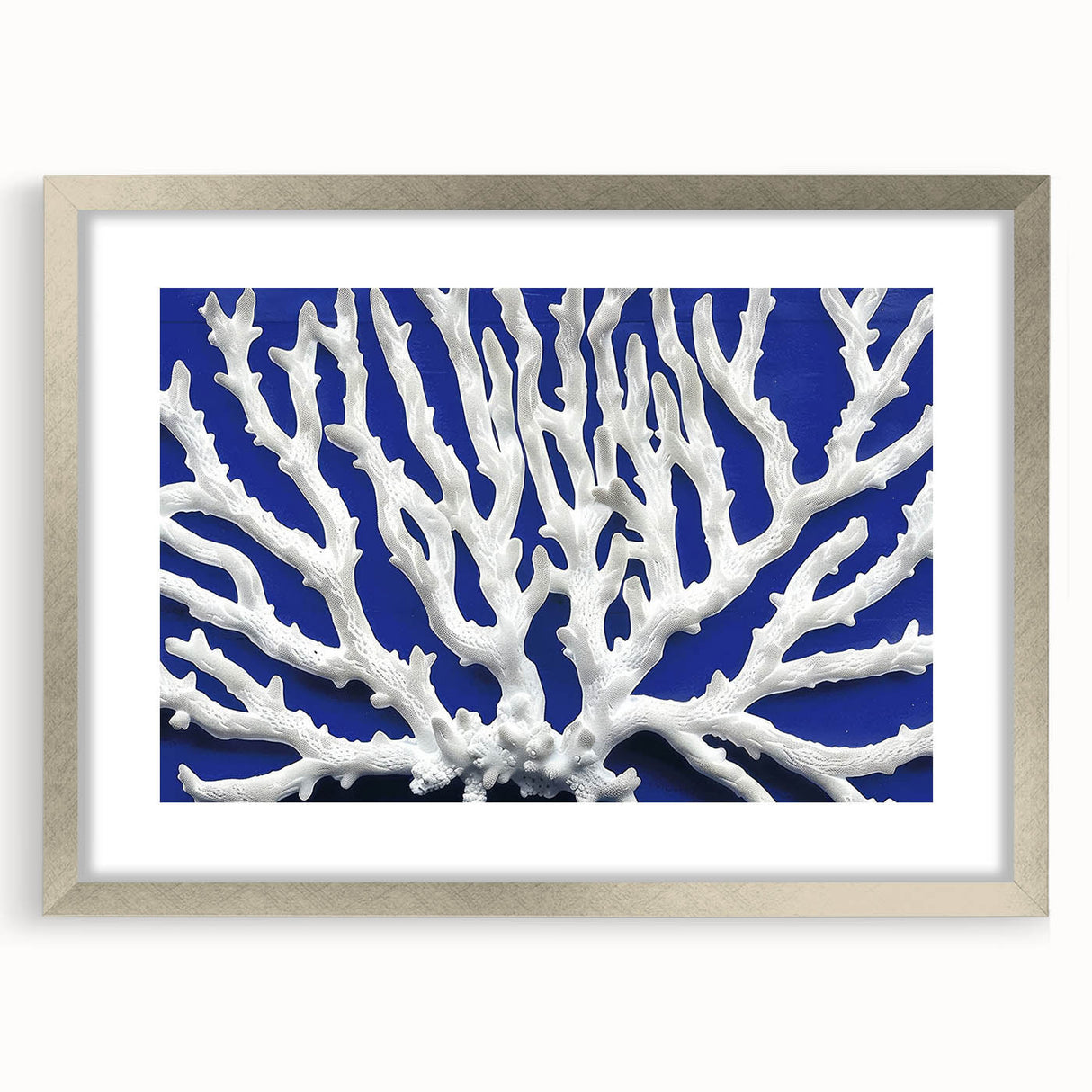 Botanical marine plants wall art collection featuring intricate floral designs in vibrant colors, framed in silver with a mat, ideal for home decor enhancement.