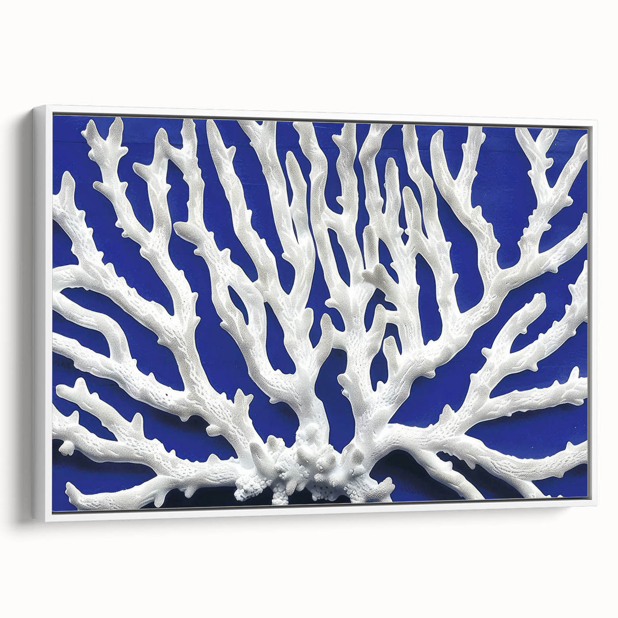 Framed canvas wall art showcasing a vibrant botanical marine plants design, featuring intricate floral details in rich colors, ideal for enhancing home decor.