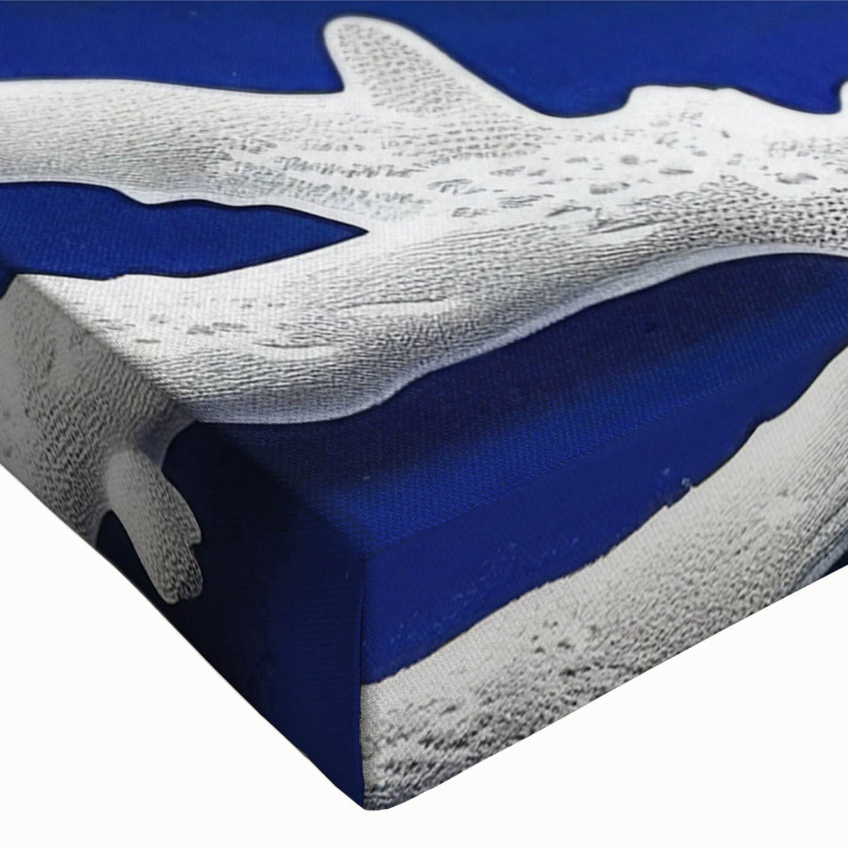 Close-up of a vibrant botanical wall art design featuring marine plants, showcasing intricate details and colors on stretched canvas, perfect for home decor.