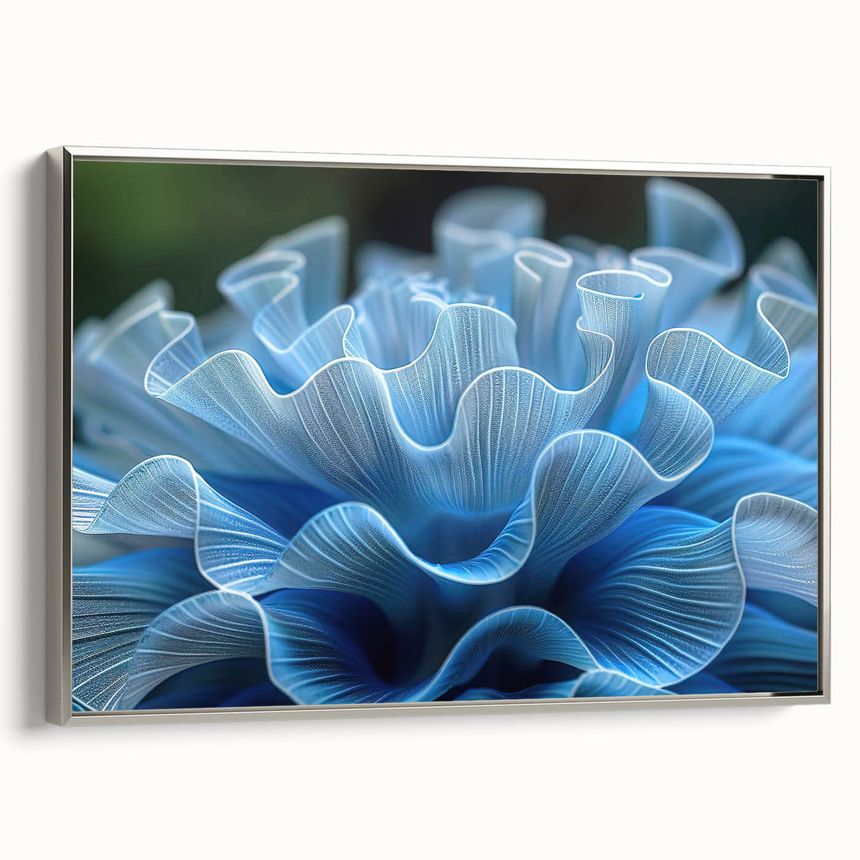 Framed canvas wall art featuring a botanical design of marine plants, showcasing intricate details with a silver frame, perfect for coastal-themed decor.