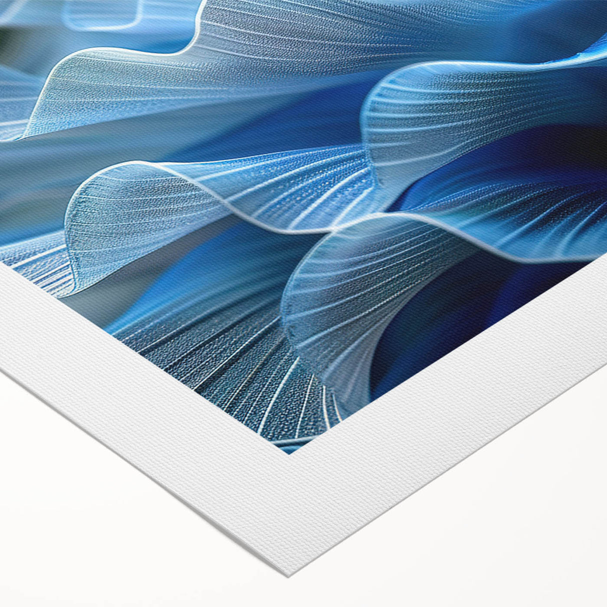 Botanical marine plants design on rolled canvas showcasing vibrant aquatic florals in blue and green tones, perfect for enhancing coastal decor.