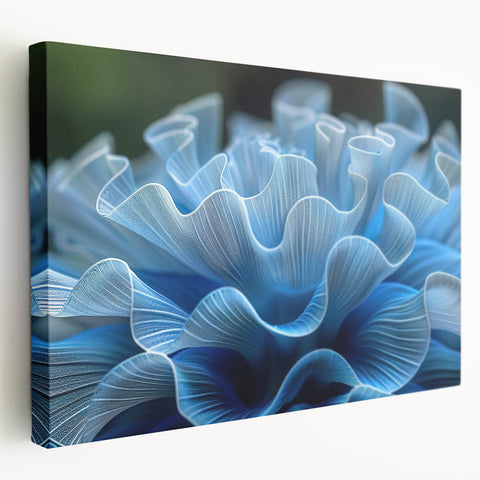 Stretched canvas wall art showcasing a vibrant botanical design of marine plants, featuring intricate details in green and blue hues, perfect for coastal decor.