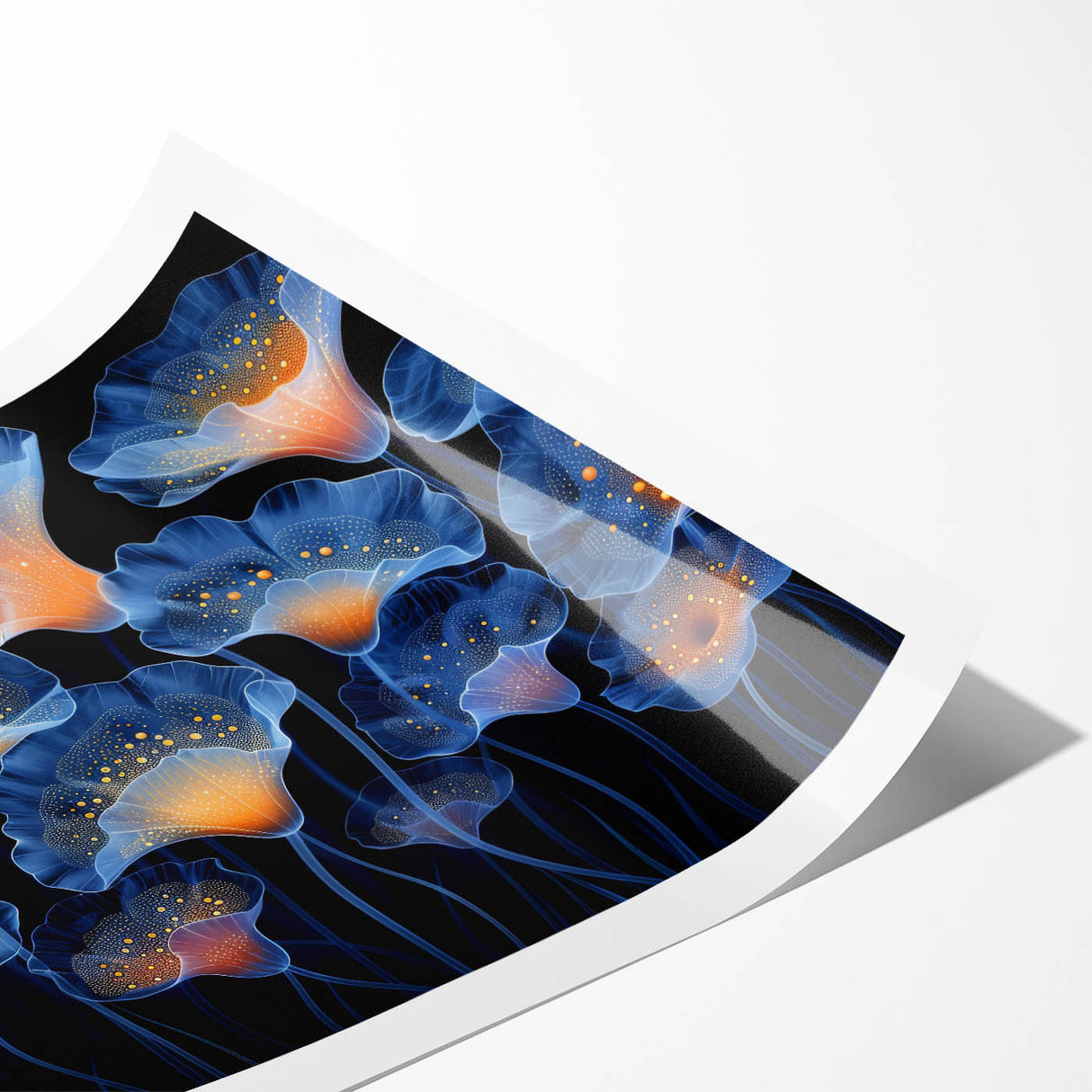 Vibrant botanical marine plants wall art print showcasing intricate floral designs in rich colors, rolled and ready for display, perfect for home decor.