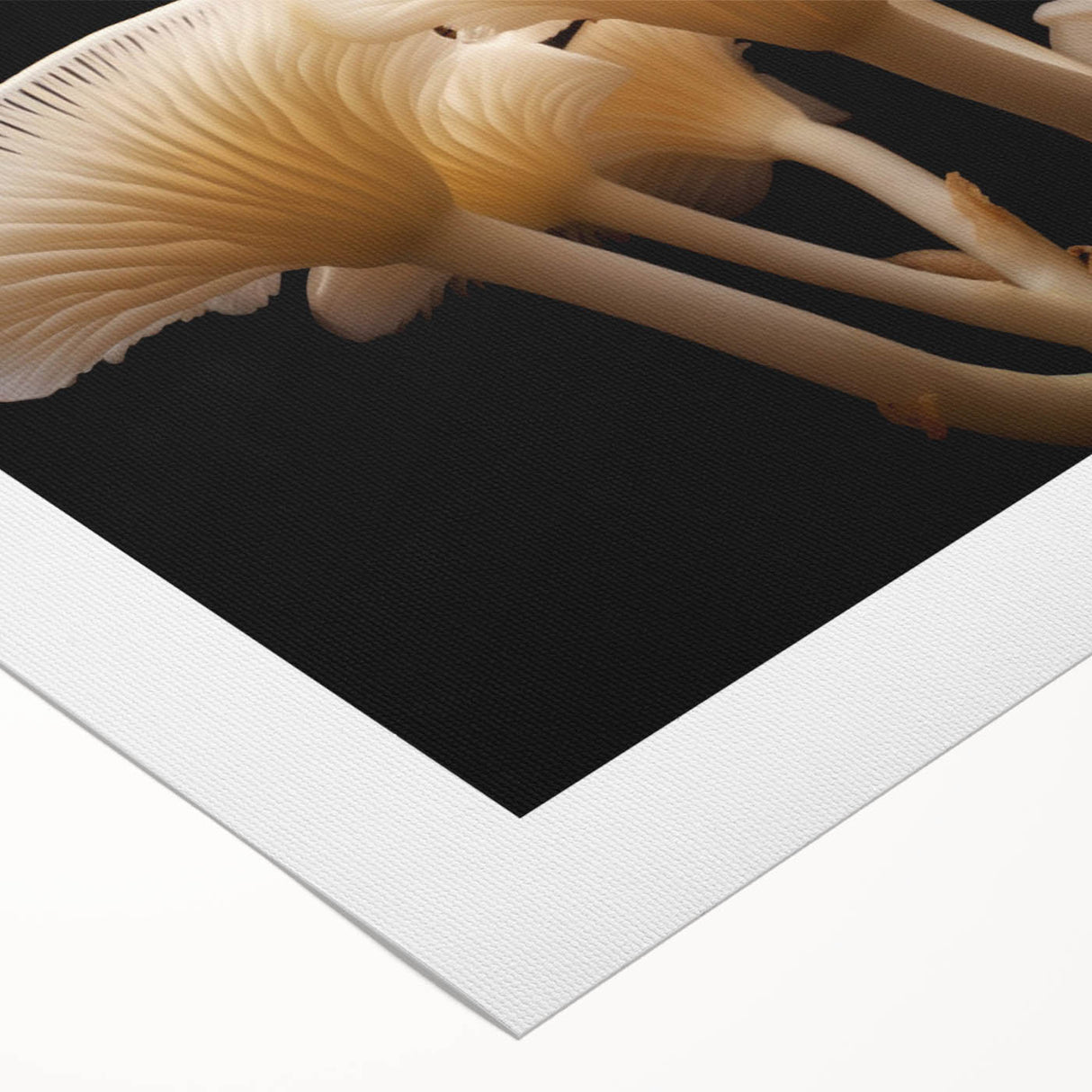 Vibrant botanical wall art design showcasing colorful flowers and mushrooms on rolled canvas, perfect for enhancing home decor and adding a touch of nature.