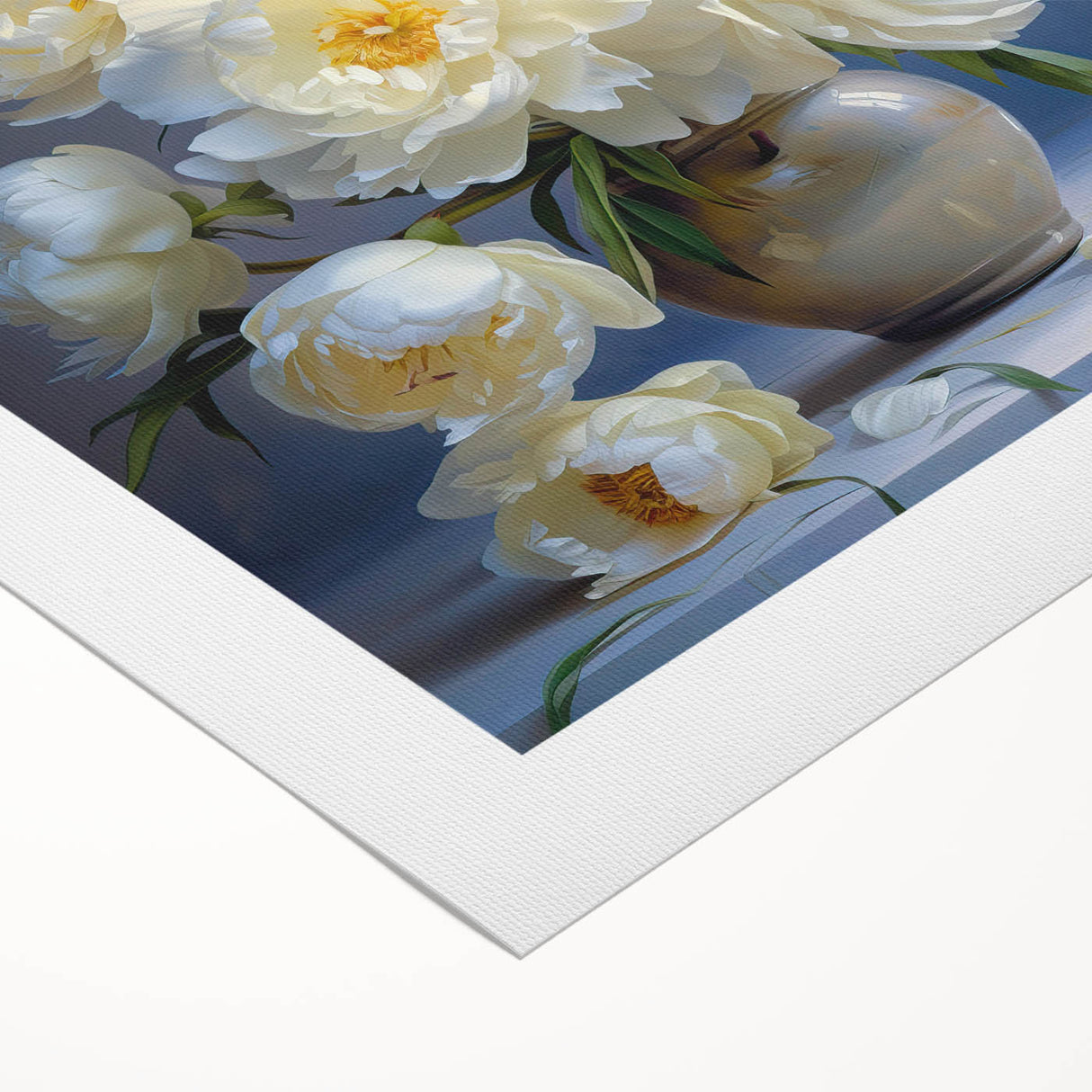 Vibrant botanical wall art featuring a peony design on rolled canvas, showcasing intricate floral details and rich colors, perfect for home decor enhancement.