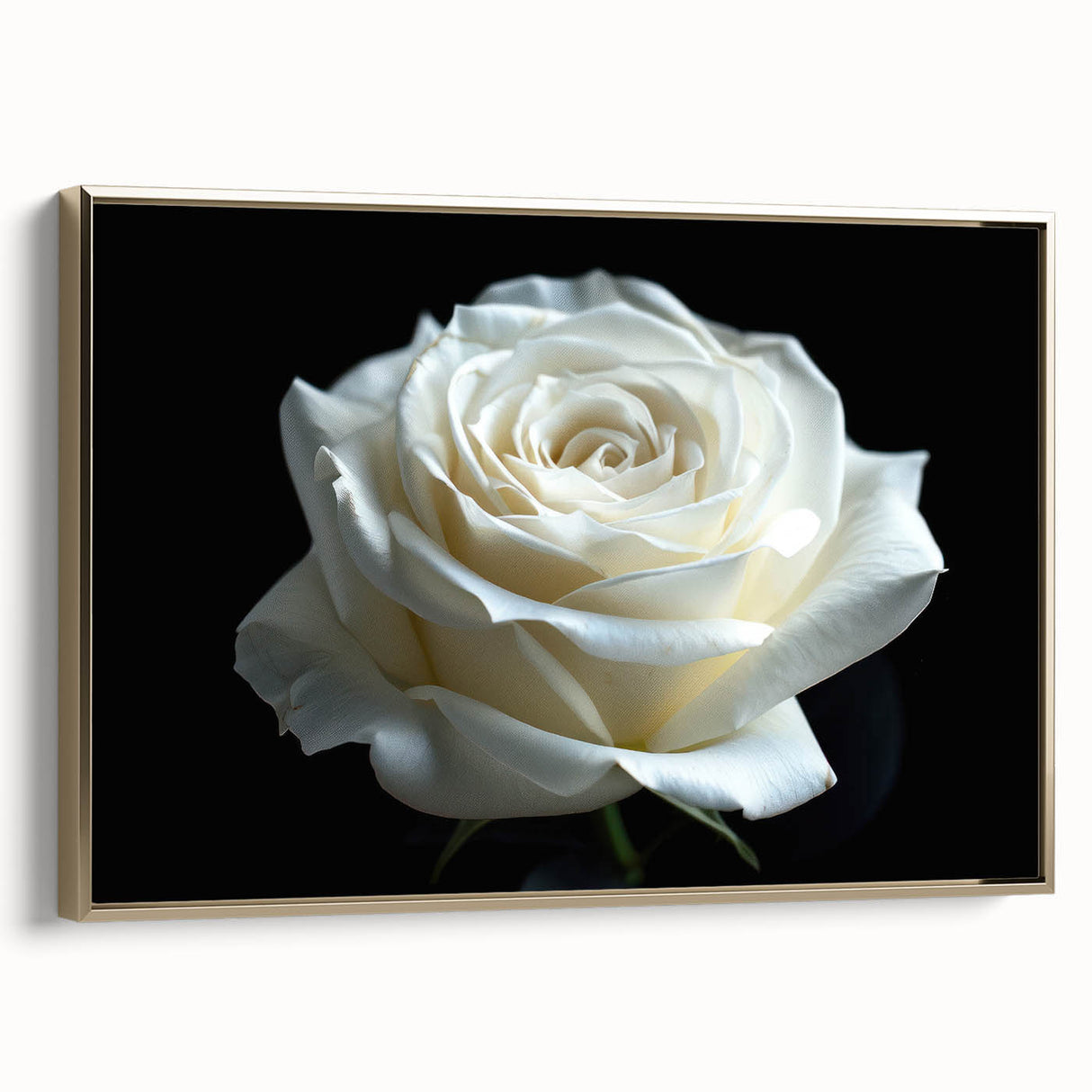Framed botanical wall art featuring an elegant gold-bordered design of roses, showcasing intricate details and vibrant colors, perfect for enhancing home decor.