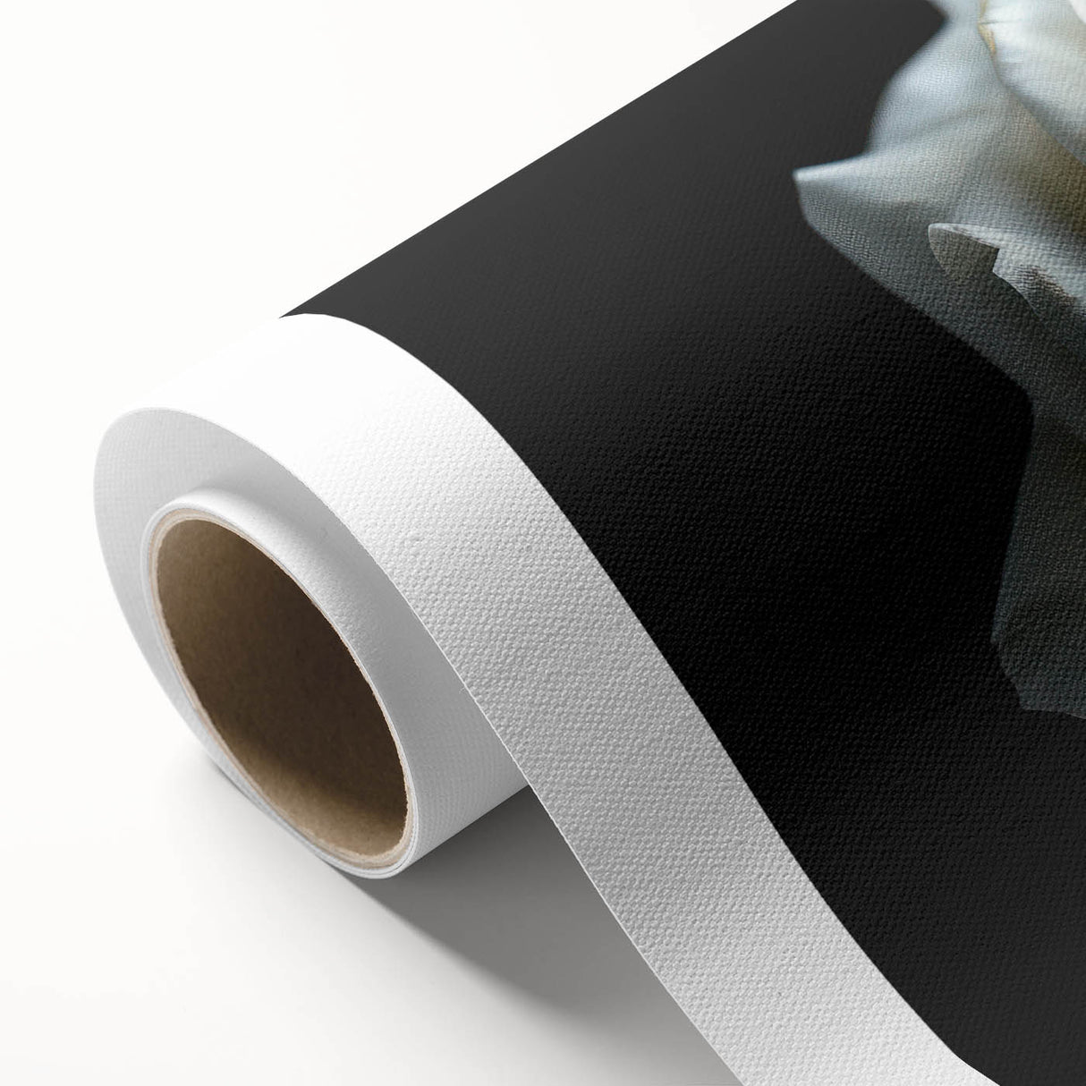 Botanical rose design on rolled canvas wall art, showcasing intricate floral details and soft pastel colors, perfect for home decor and nature enthusiasts.