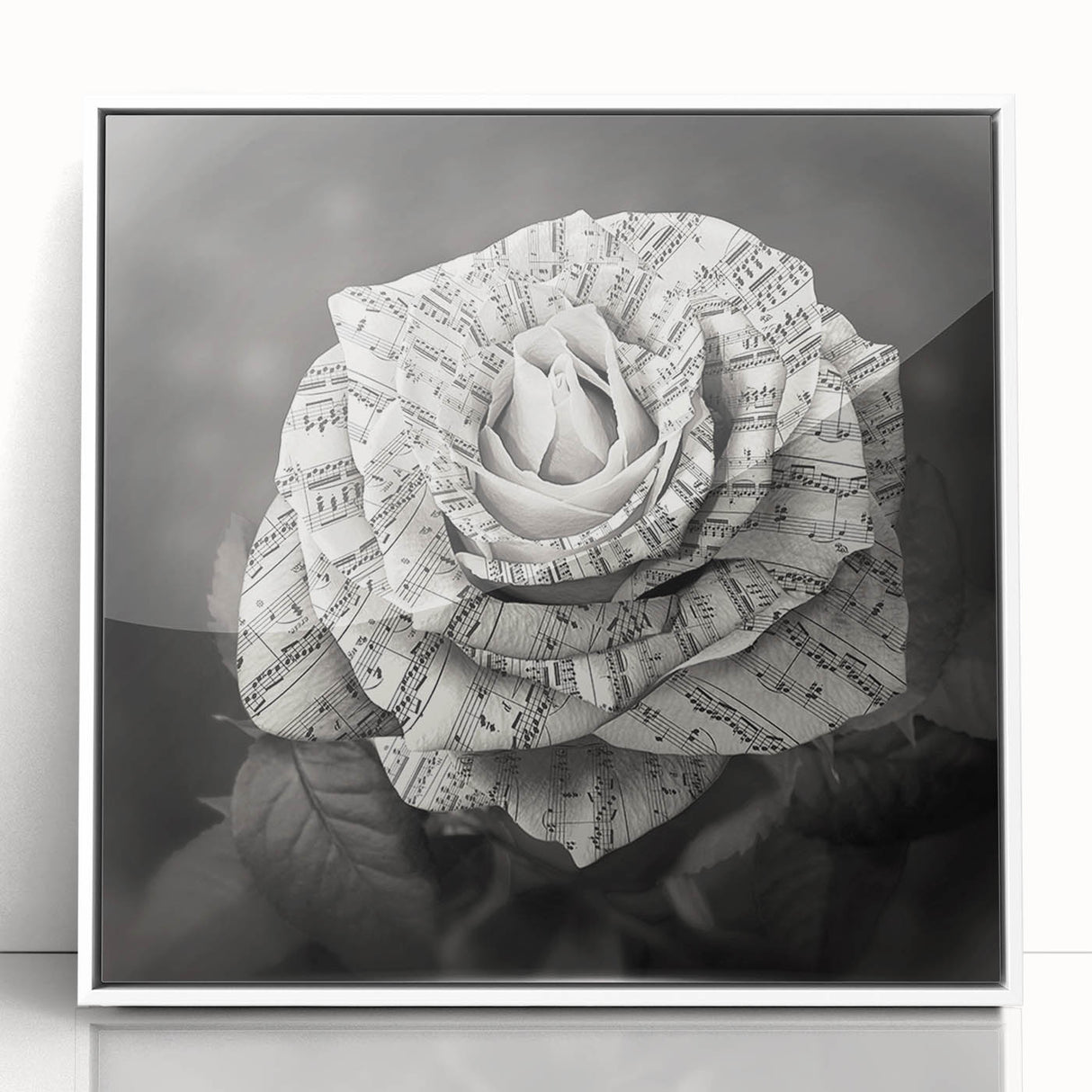 Framed wall art featuring a botanical rose design in vibrant pink and green hues, elegantly displayed with a white frame, adding a touch of nature-inspired decor to any space. Perfect for enhancing home aesthetics, this piece complements various interior styles.