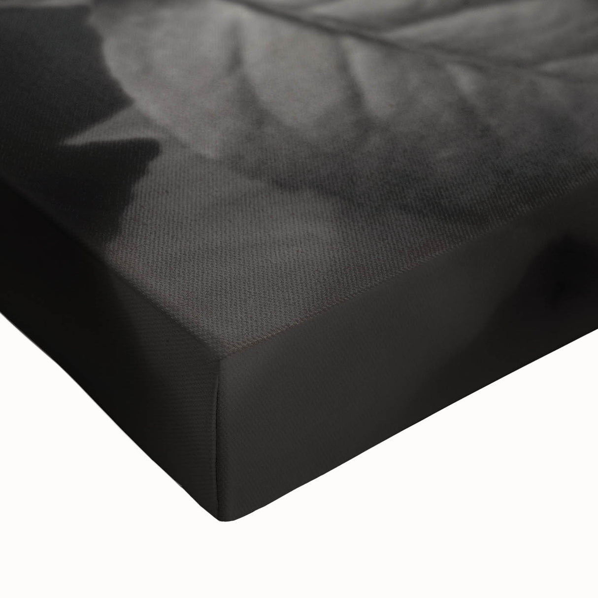 Close-up of a botanical rose design stretched canvas wall art piece, showcasing vibrant pink and green hues, perfect for home decor enthusiasts seeking floral elegance.