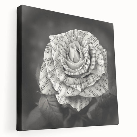 Stretched canvas wall art showcasing a botanical rose design, featuring vibrant pink and green hues, perfect for adding elegance to home decor.