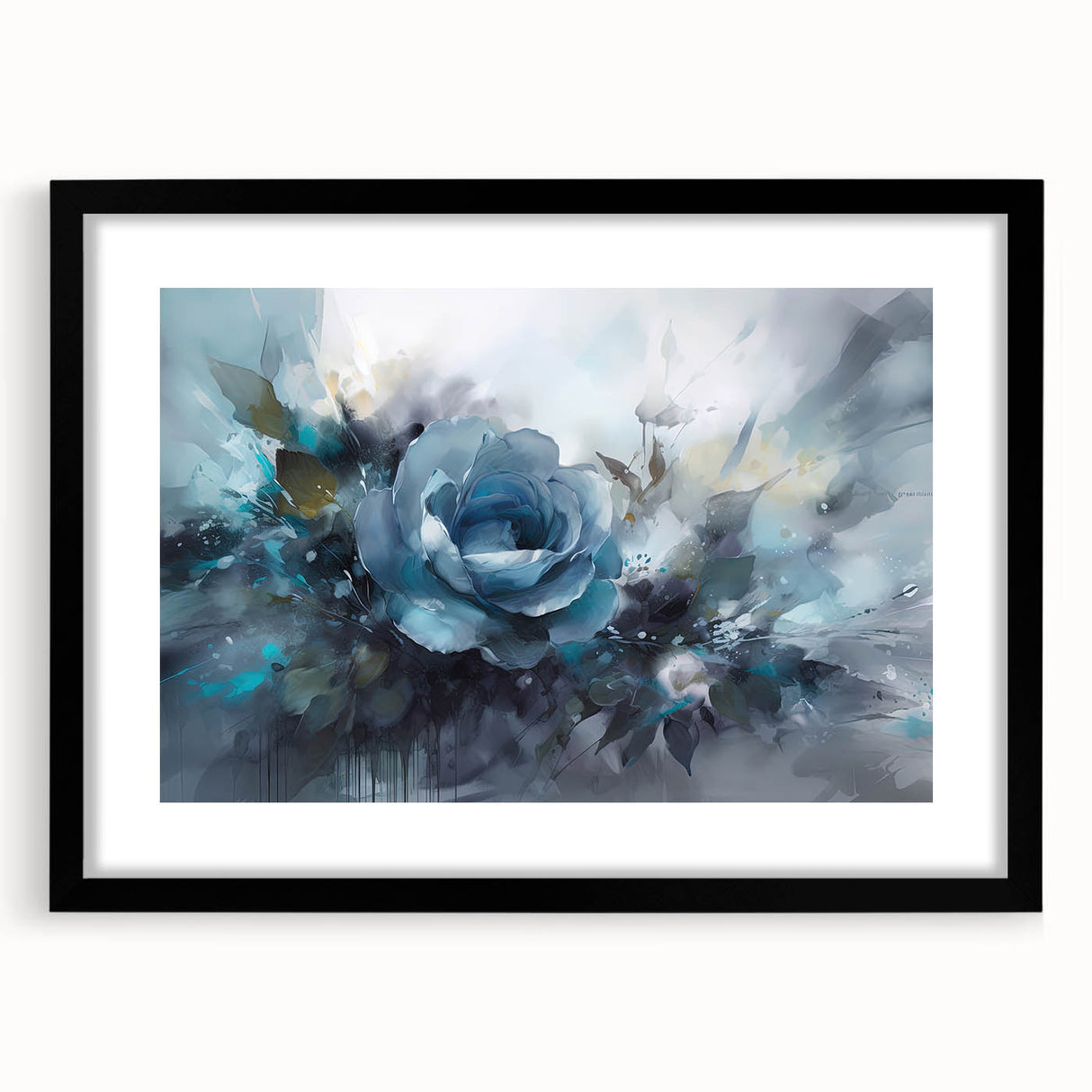 Botanical rose wall art collection featuring a stunning black-framed design with a white mat, perfect for home decor and floral-themed interiors.