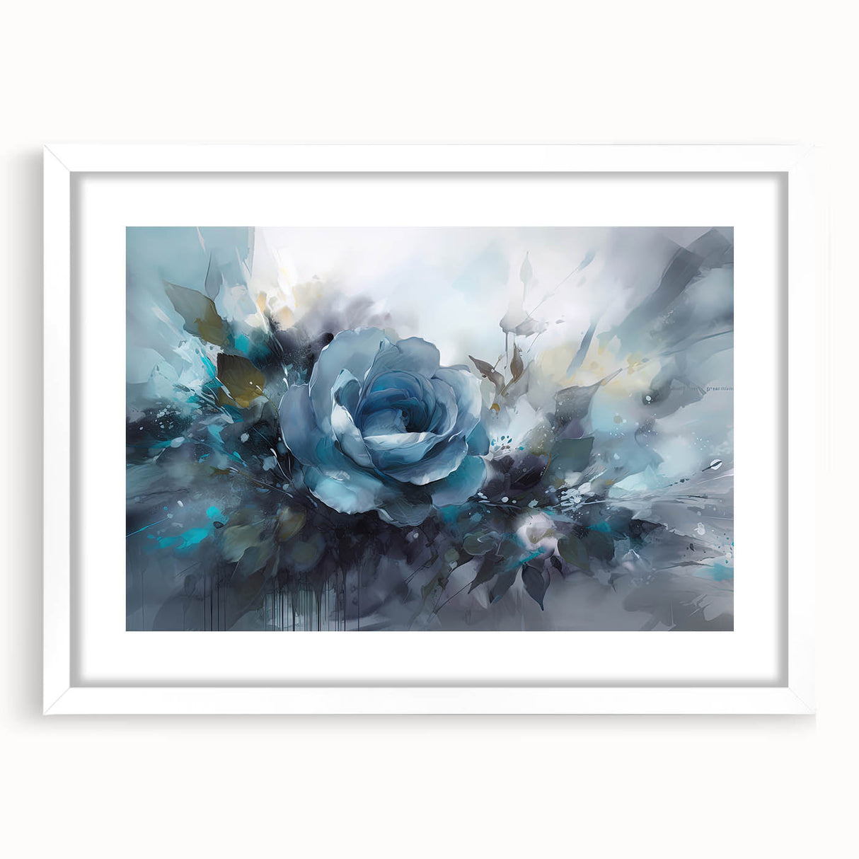 Botanical rose wall art collection featuring a white frame and mat, showcasing delicate floral designs in a contemporary style, ideal for home decor.