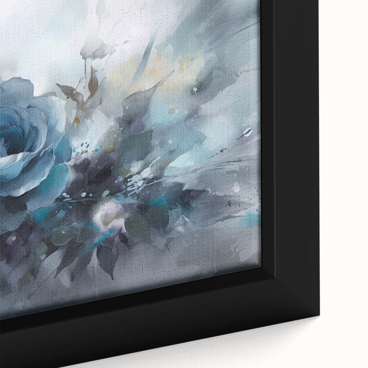 Close-up of a framed botanical rose wall art design showcasing vibrant pink and white roses on a textured canvas, perfect for home decor or gifts.