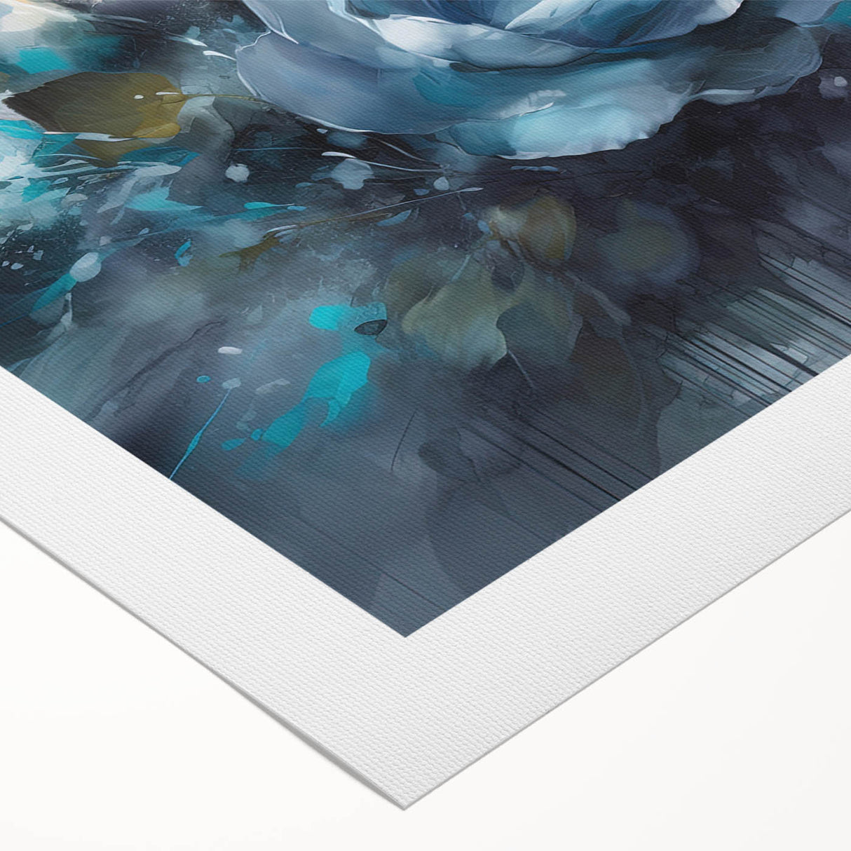 Botanical rose wall art design on rolled canvas, showcasing intricate floral details in soft pink and green hues, perfect for home decor enhancement.