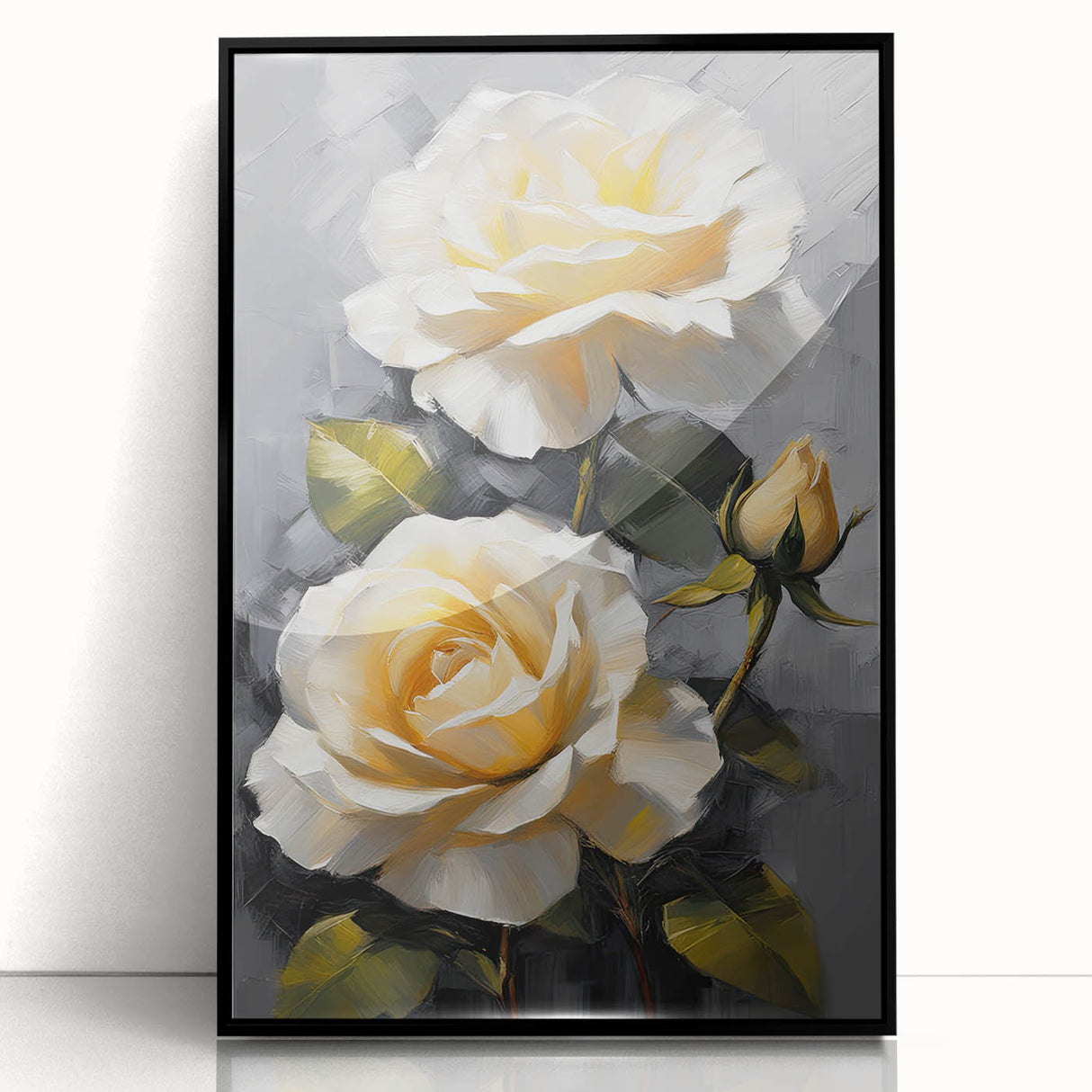 Framed botanical wall art featuring a detailed rose design, displayed with black borders and acrylic glass for a modern touch in home decor. Perfect for floral enthusiasts.