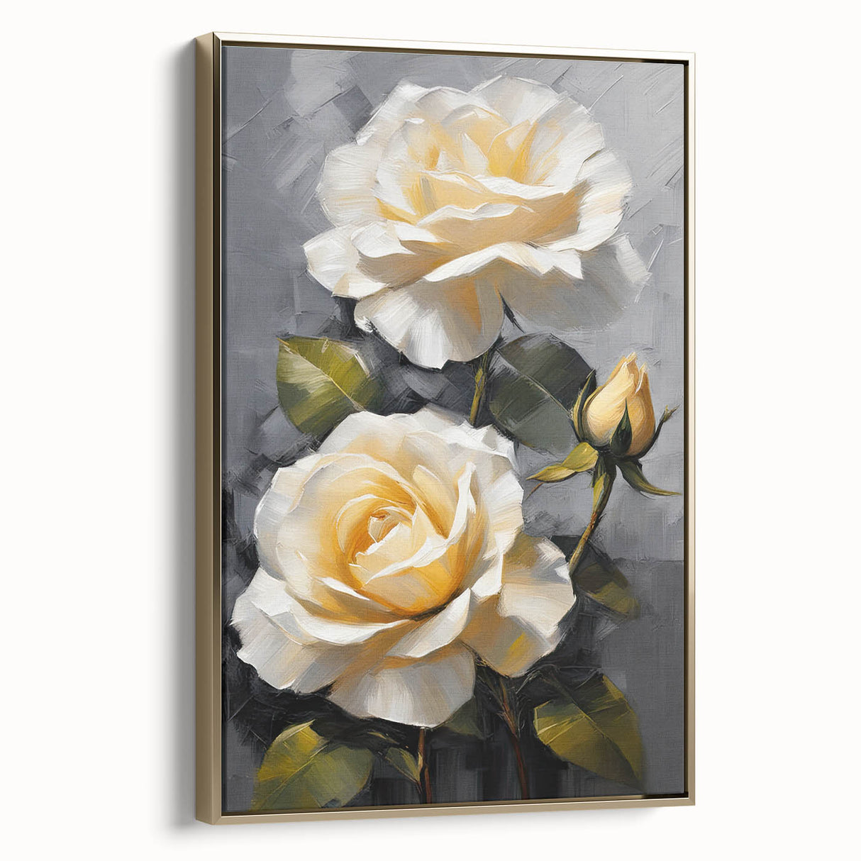 Framed botanical rose wall art with a gold frame, showcasing intricate floral details and vibrant colors. Ideal for adding elegance to home decor.