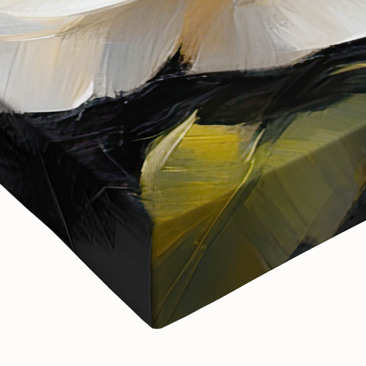 Close-up of a vibrant botanical rose design on stretched canvas wall art, showcasing intricate floral details and rich colors, perfect for home decor enhancement.