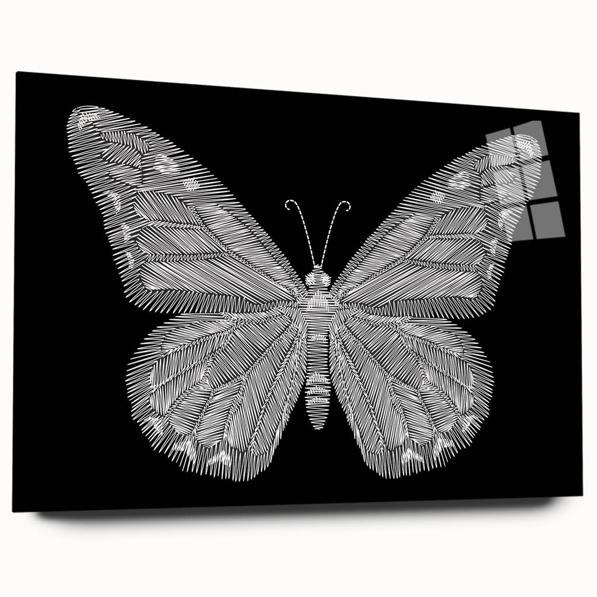 Acrylic wall art featuring a vibrant butterfly design with intricate details, showcased in a side view without pins, ideal for nature-themed decor and insect enthusiasts.