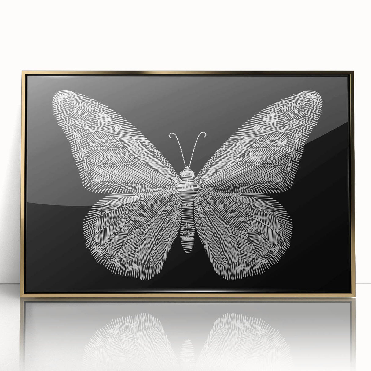 Framed wall art featuring a detailed butterfly design on a textured acrylic surface, accented with a gold frame, perfect for home decor enthusiasts and nature lovers.