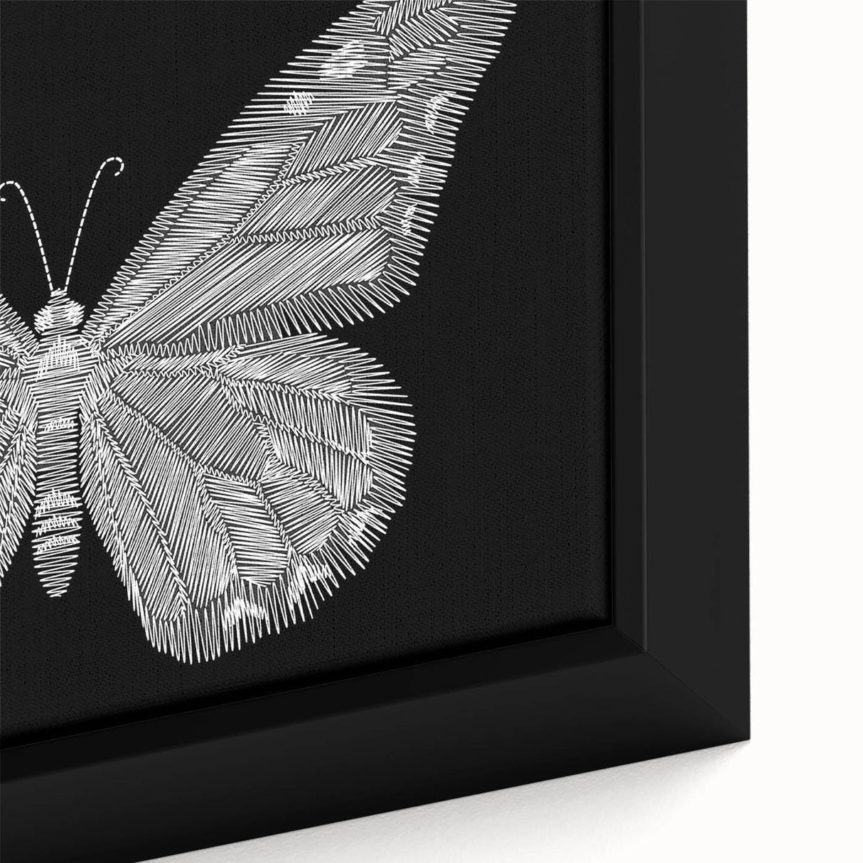 Close-up of a framed canvas featuring a vibrant butterfly design in an intricate insect and arachnid art collection, showcasing rich colors and detailed textures. Perfect for nature enthusiasts and home decor lovers.