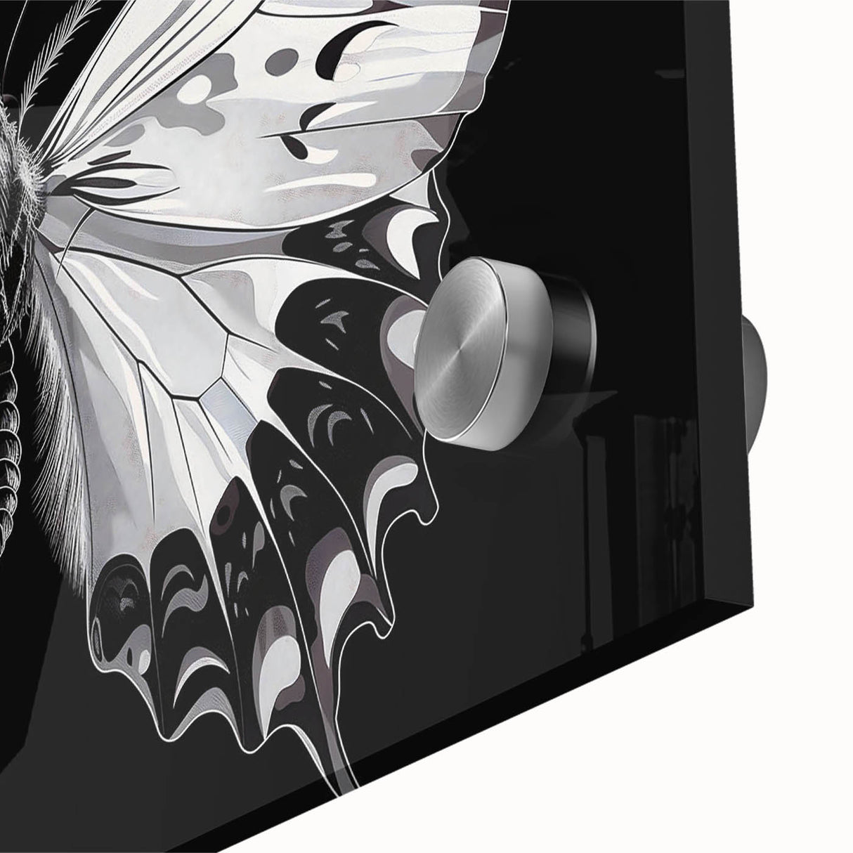 Close-up of a vibrant acrylic wall art piece featuring a detailed butterfly design, showcasing intricate colors and textures, perfect for insect and arachnid enthusiasts.