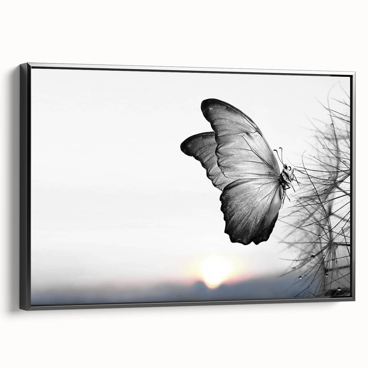 Framed wall art featuring a colorful butterfly design from the Insect and Arachnid collection, showcased in a sleek black frame, ideal for modern decor.